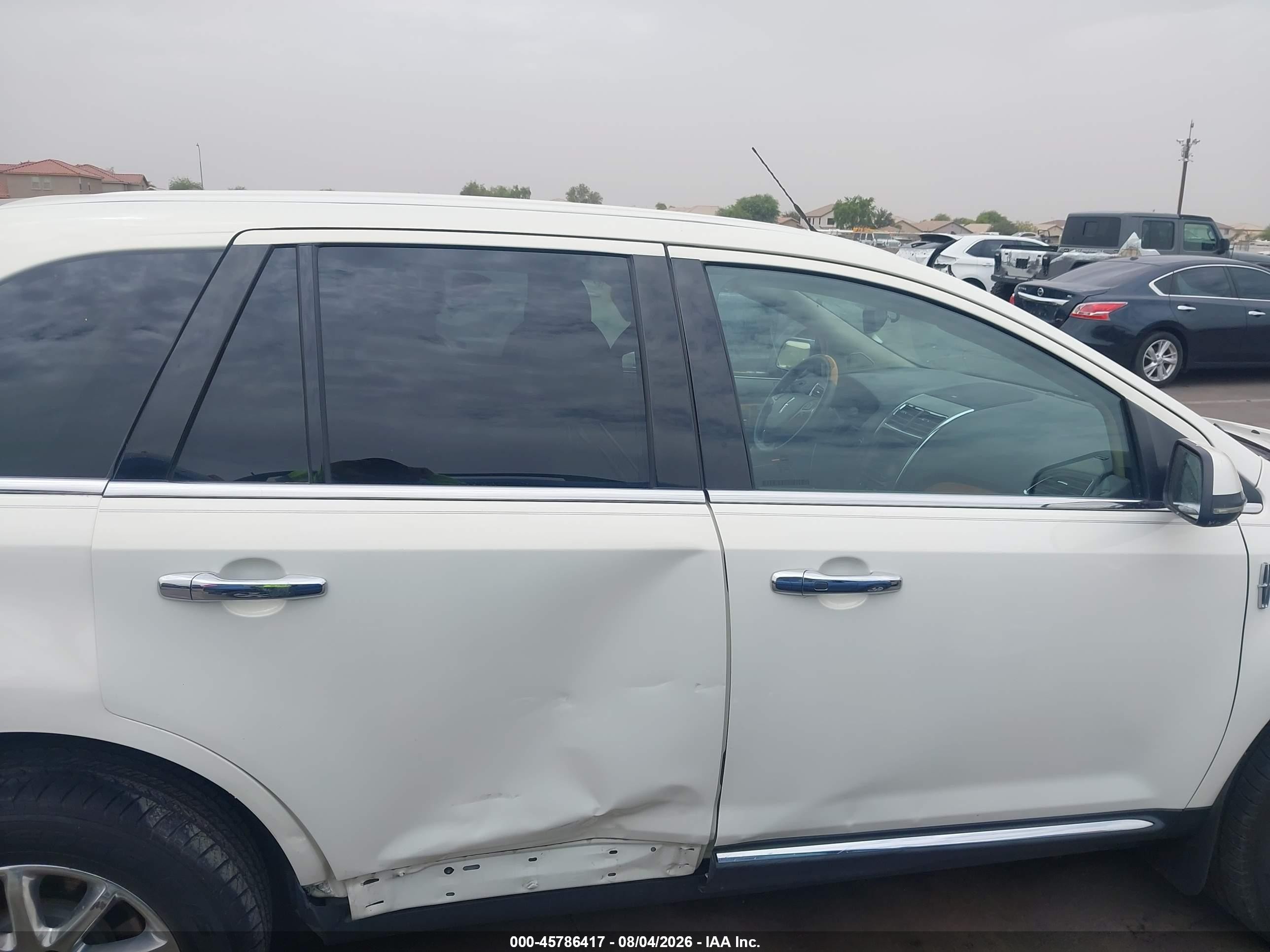 2013 Lincoln Mkx   White vin: 2LMDJ6JK7DBL00642