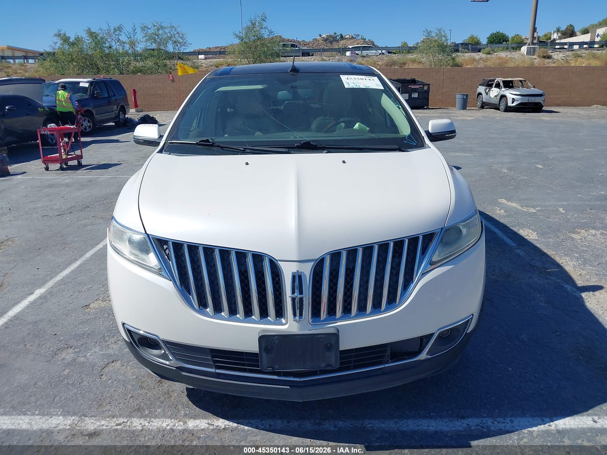 2013 Lincoln Mkx   White vin: 2LMDJ6JK7DBL46438