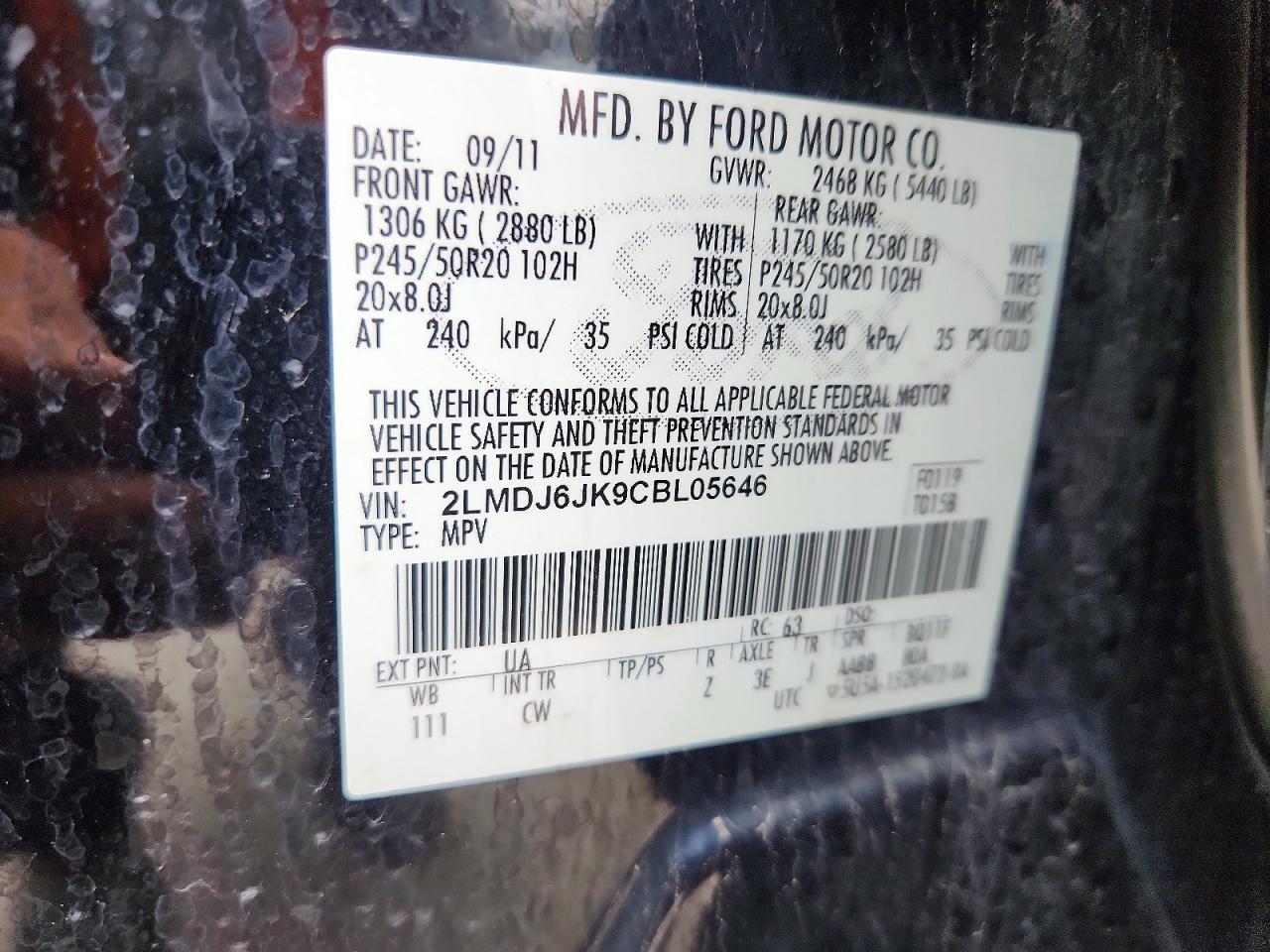 2012 Lincoln Mkx Black vin: 2LMDJ6JK9CBL05646