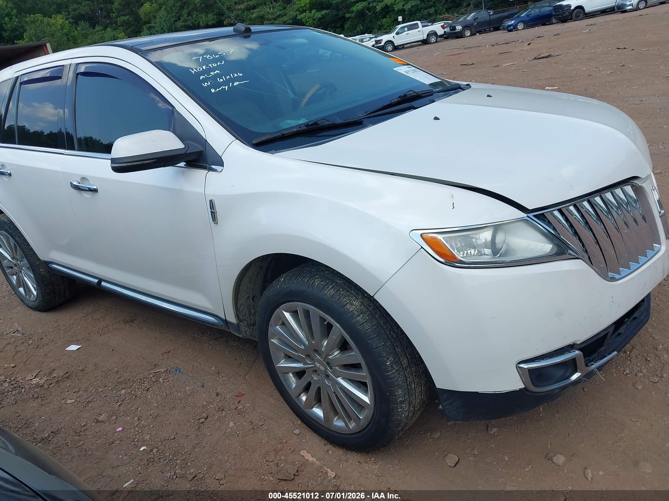 2013 Lincoln Mkx White vin: 2LMDJ6JKXDBL21369