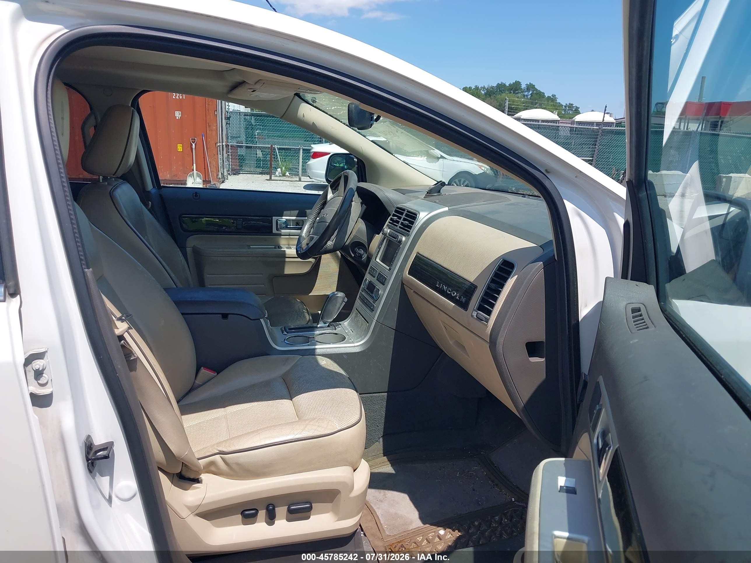 2010 Lincoln Mkx   White vin: 2LMDJ8JC6ABJ07088