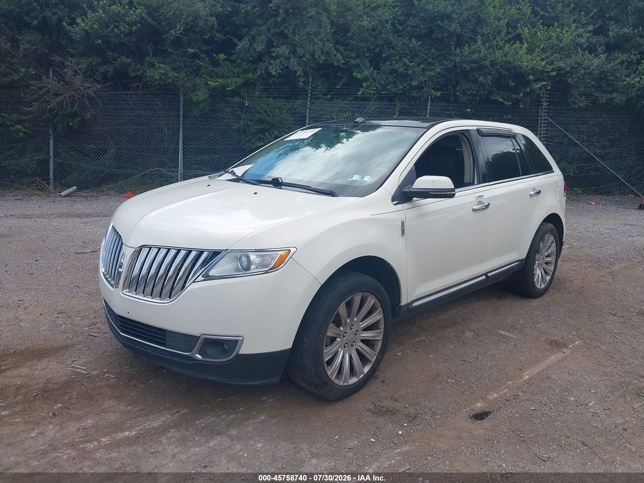 2013 Lincoln Mkx   White vin: 2LMDJ8JK2DBL47301