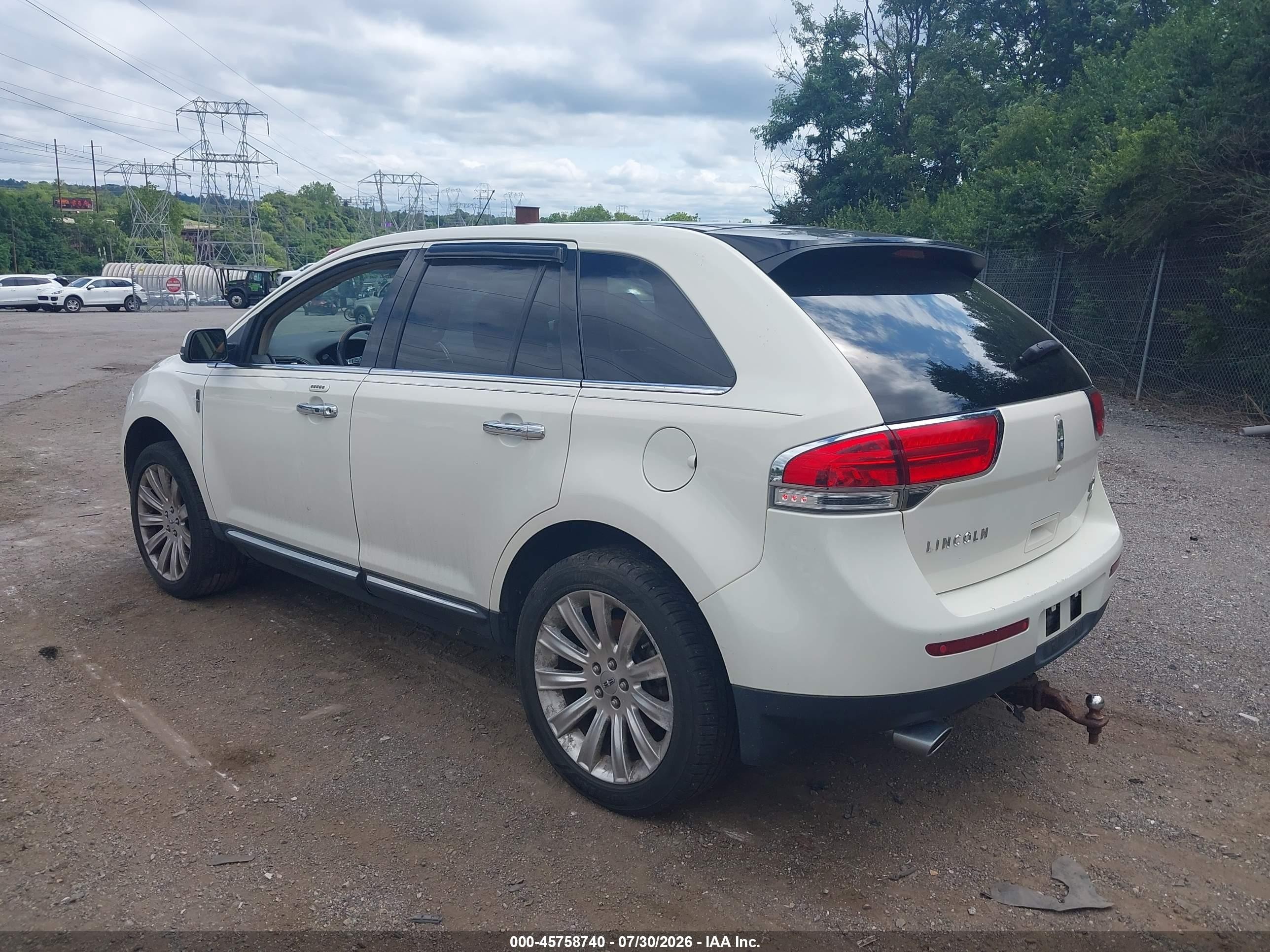 2013 Lincoln Mkx   White vin: 2LMDJ8JK2DBL47301