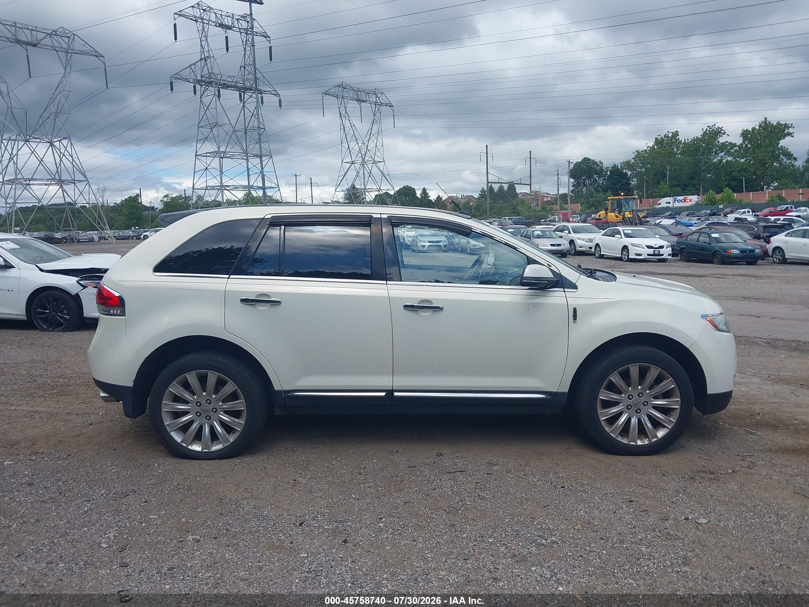 2013 Lincoln Mkx   White vin: 2LMDJ8JK2DBL47301