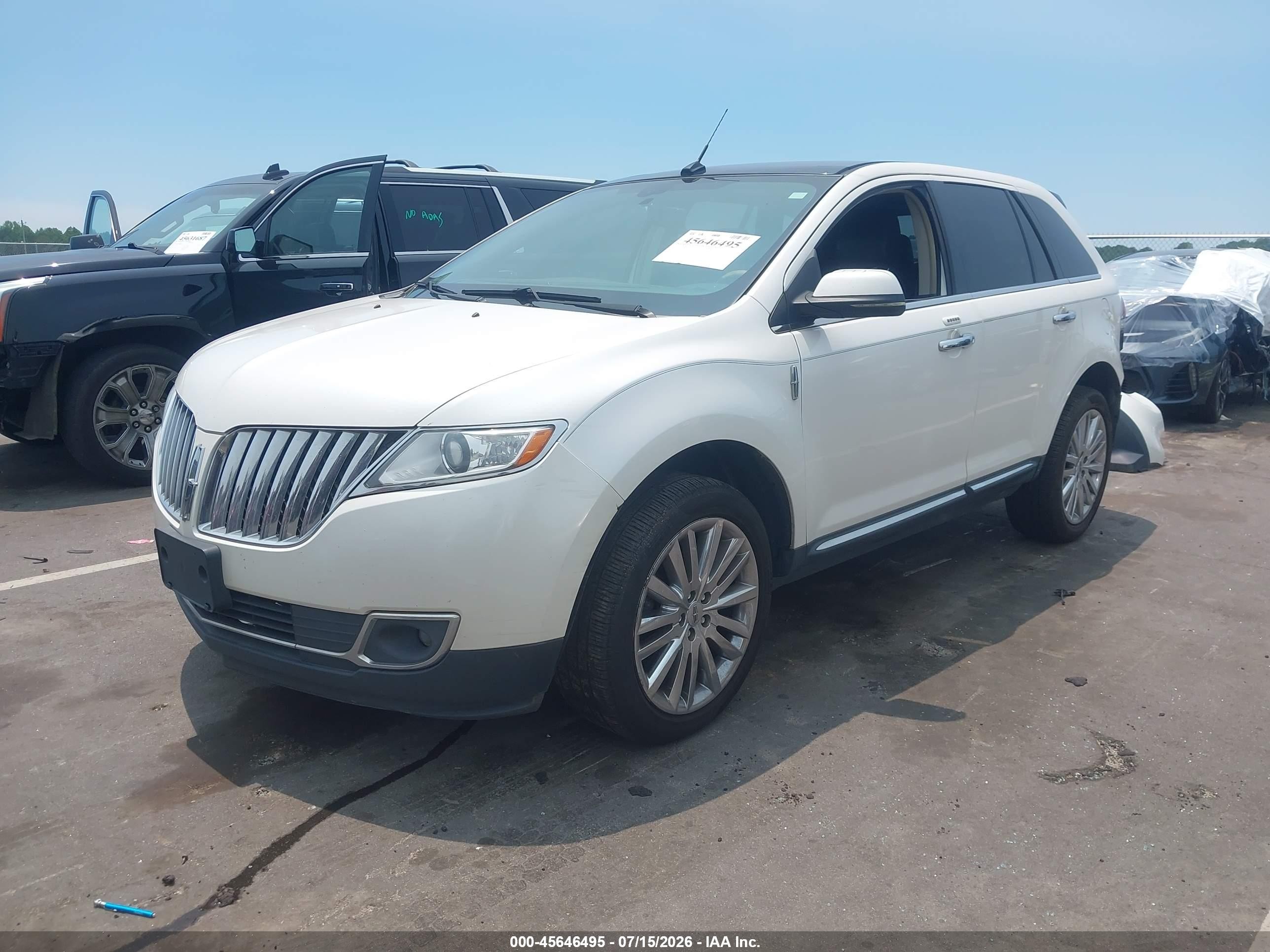 2012 Lincoln Mkx   White vin: 2LMDJ8JK5CBL09592
