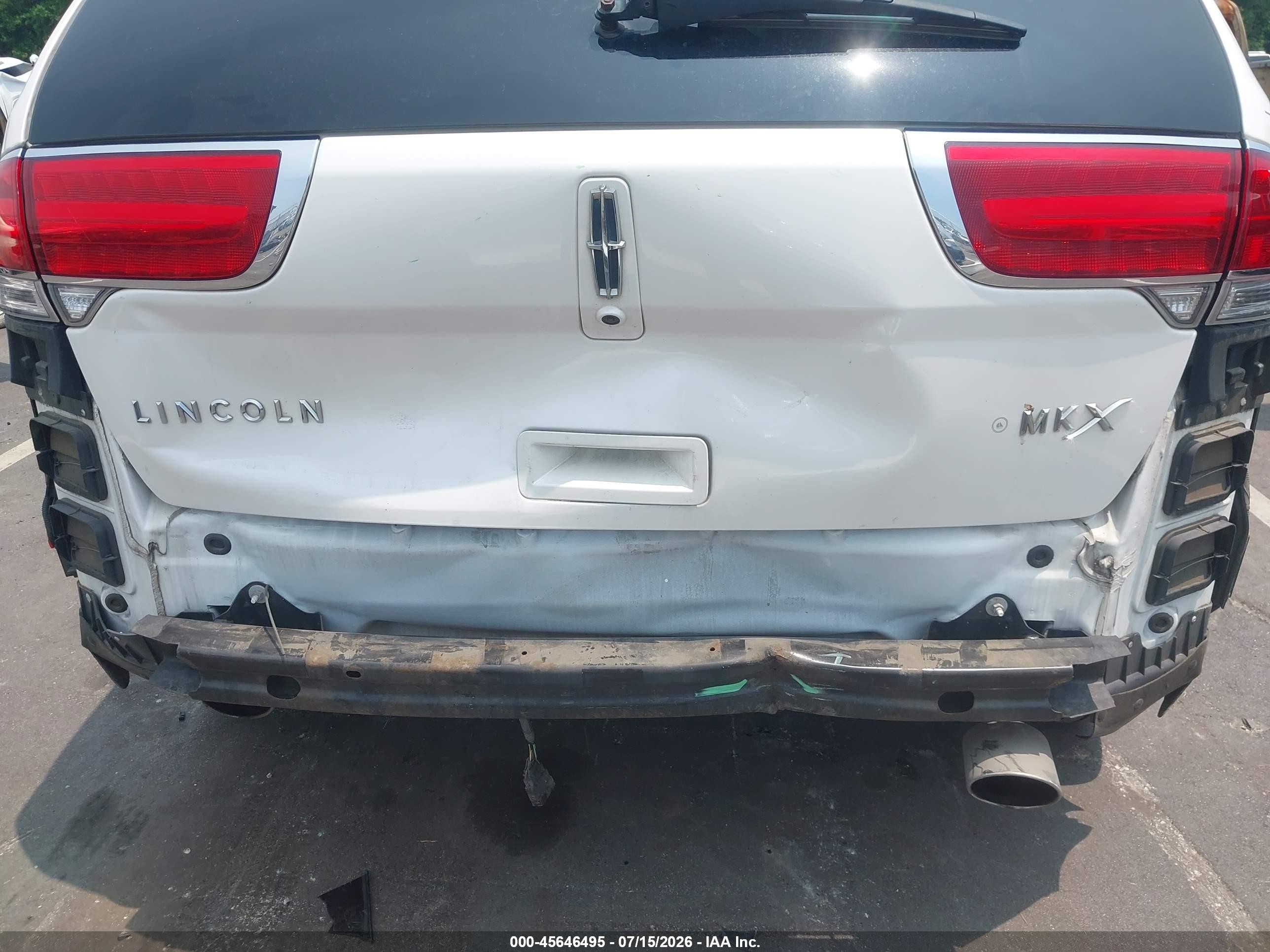 2012 Lincoln Mkx   White vin: 2LMDJ8JK5CBL09592