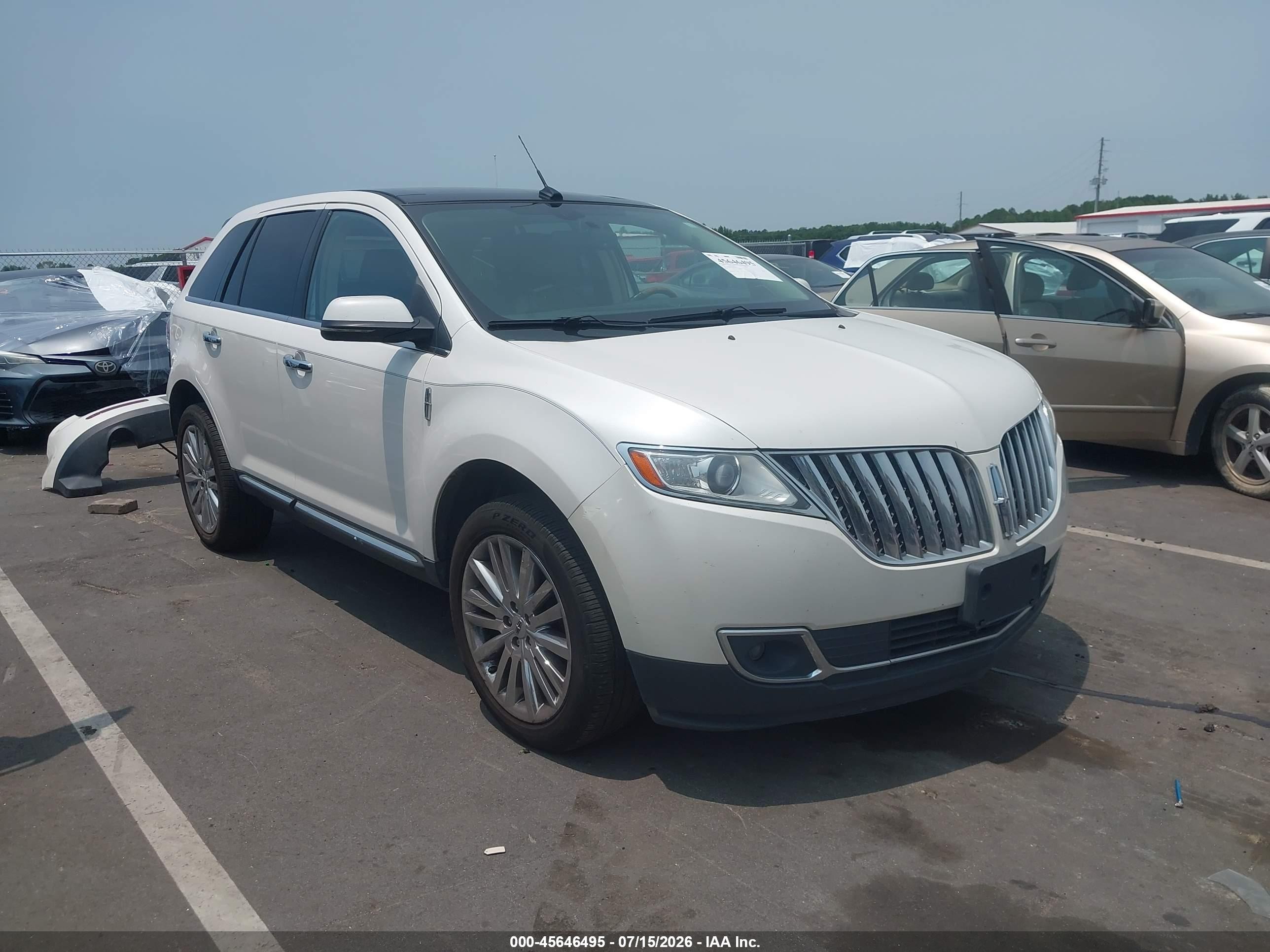 2012 Lincoln Mkx   White vin: 2LMDJ8JK5CBL09592