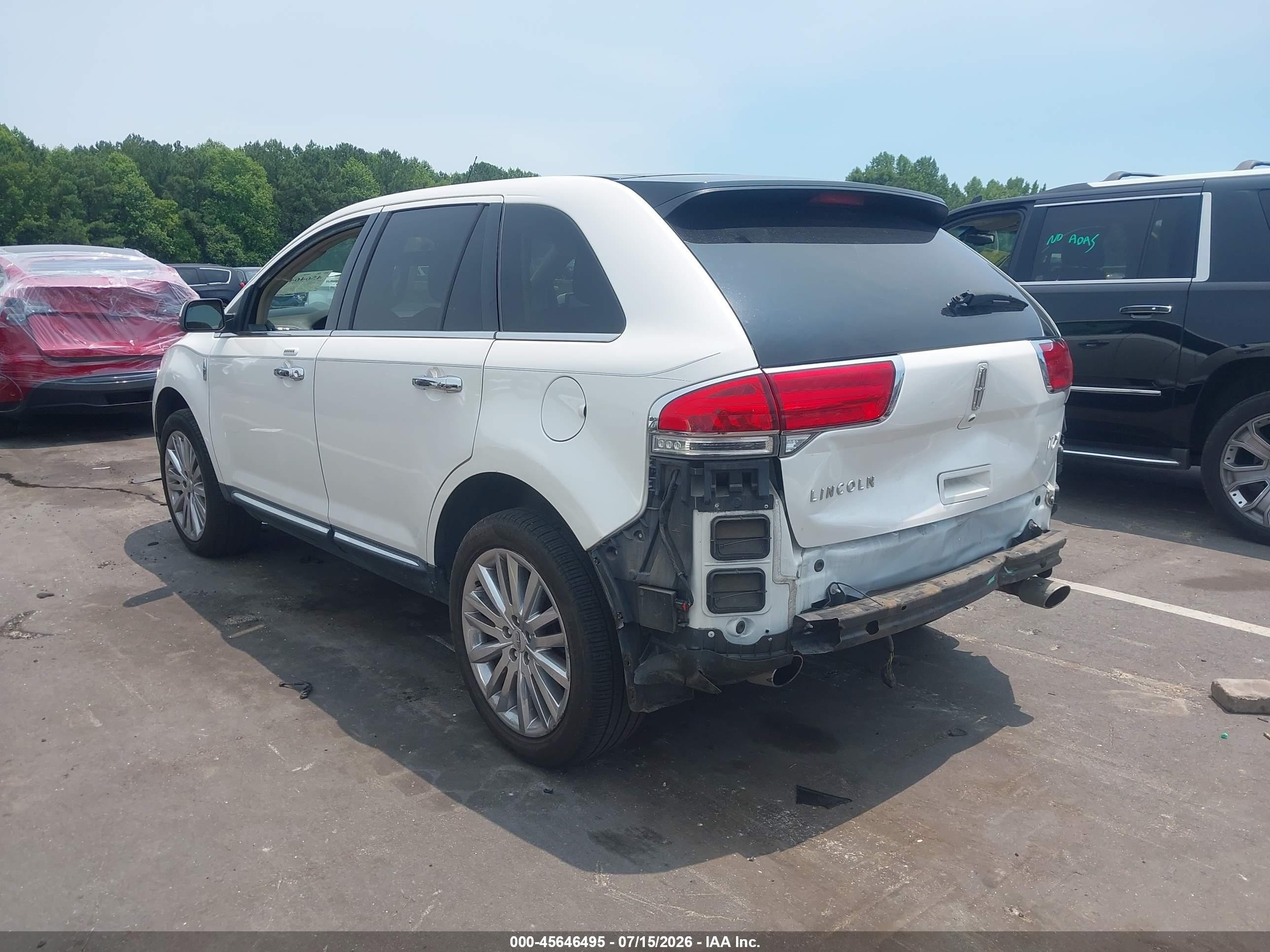 2012 Lincoln Mkx   White vin: 2LMDJ8JK5CBL09592