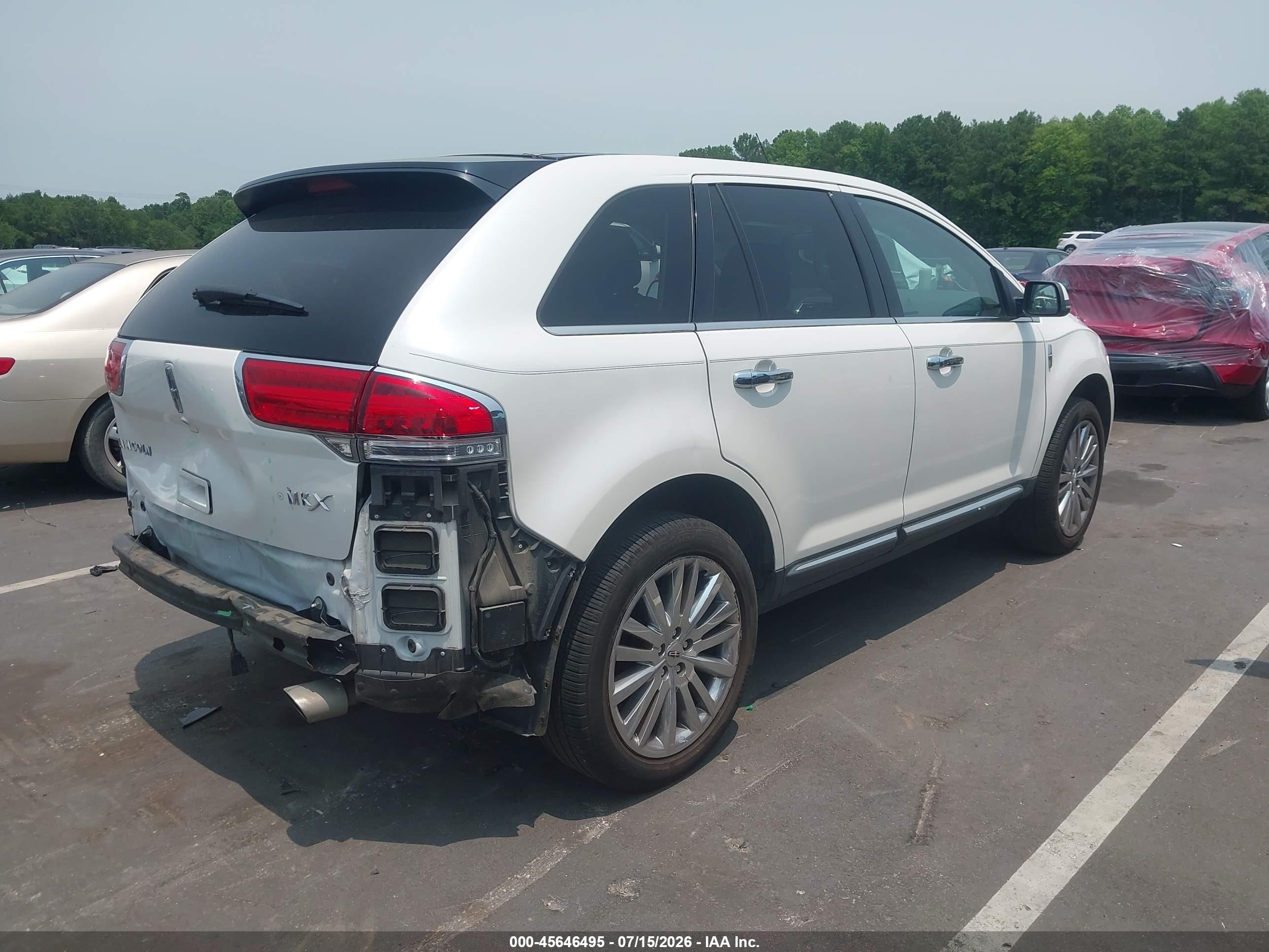 2012 Lincoln Mkx   White vin: 2LMDJ8JK5CBL09592