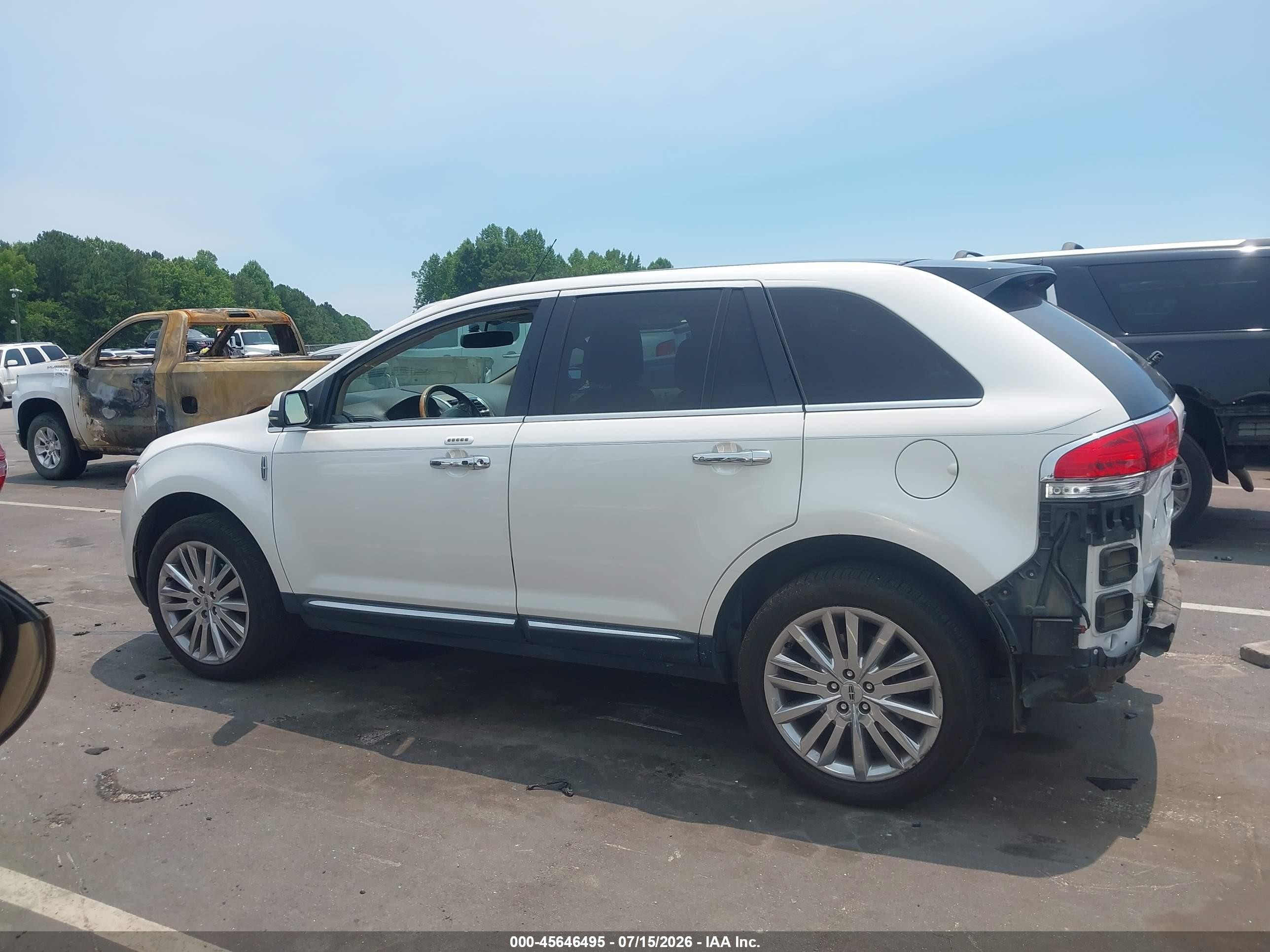 2012 Lincoln Mkx   White vin: 2LMDJ8JK5CBL09592