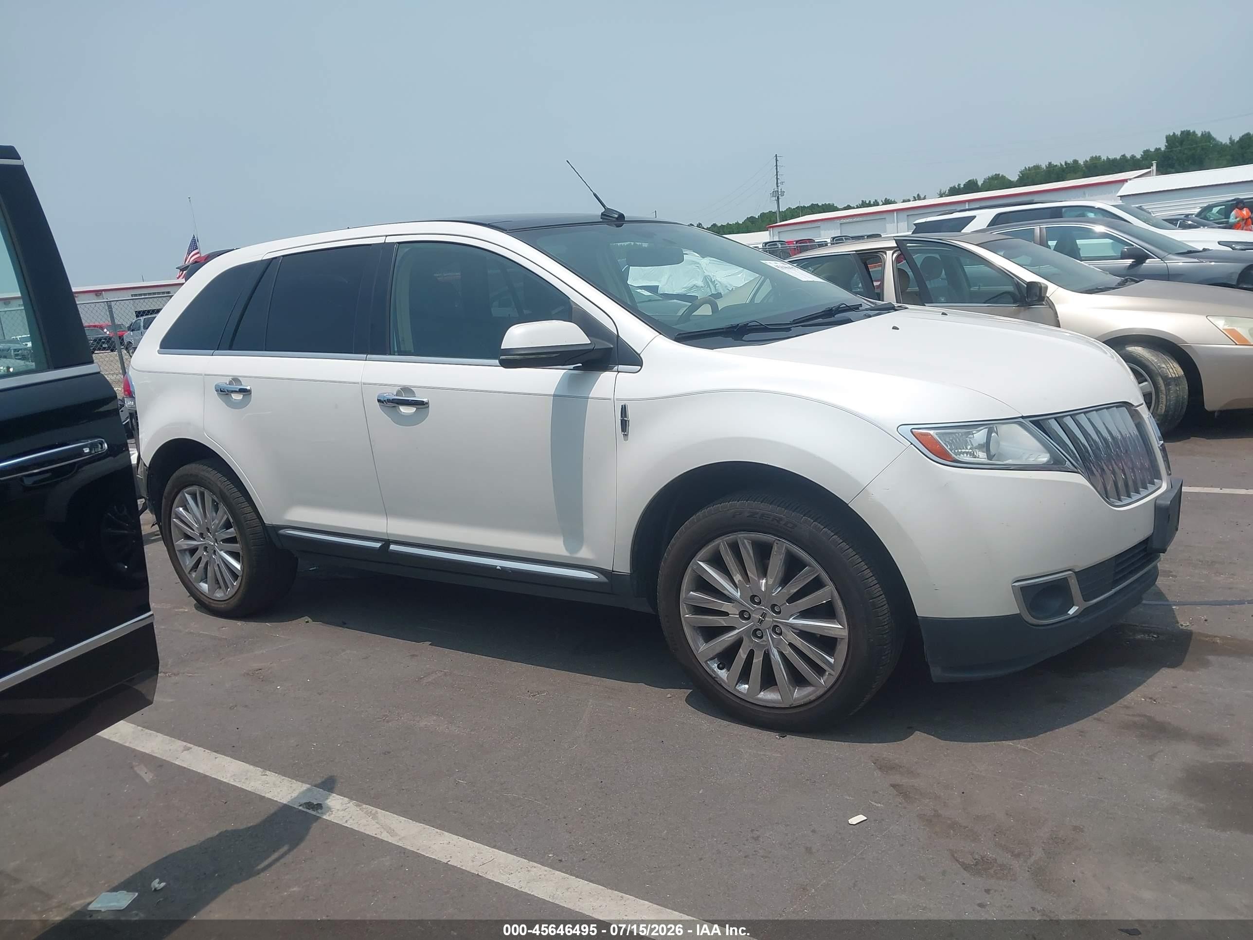 2012 Lincoln Mkx   White vin: 2LMDJ8JK5CBL09592