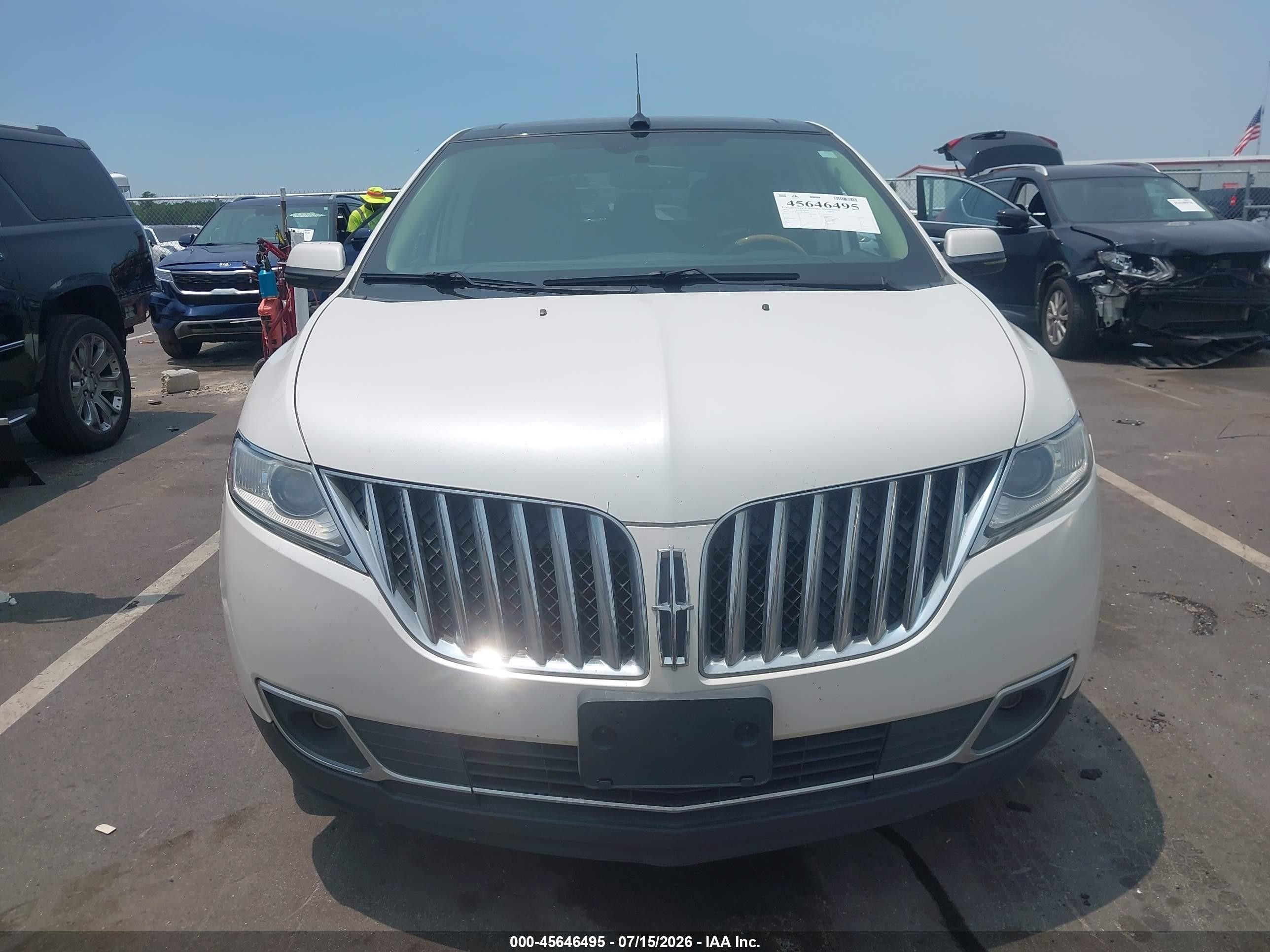 2012 Lincoln Mkx   White vin: 2LMDJ8JK5CBL09592