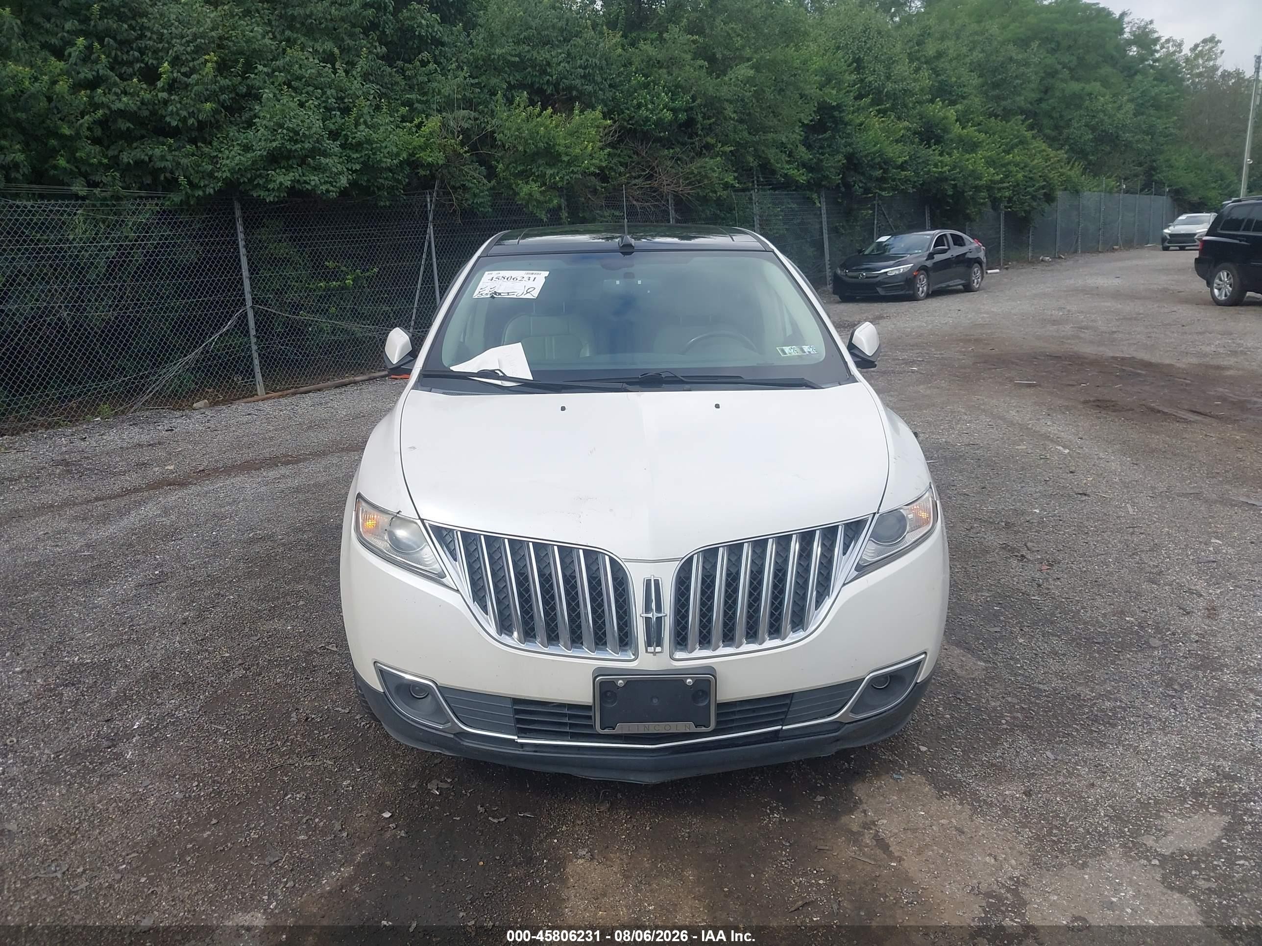 2013 Lincoln Mkx   White vin: 2LMDJ8JK6DBL11188