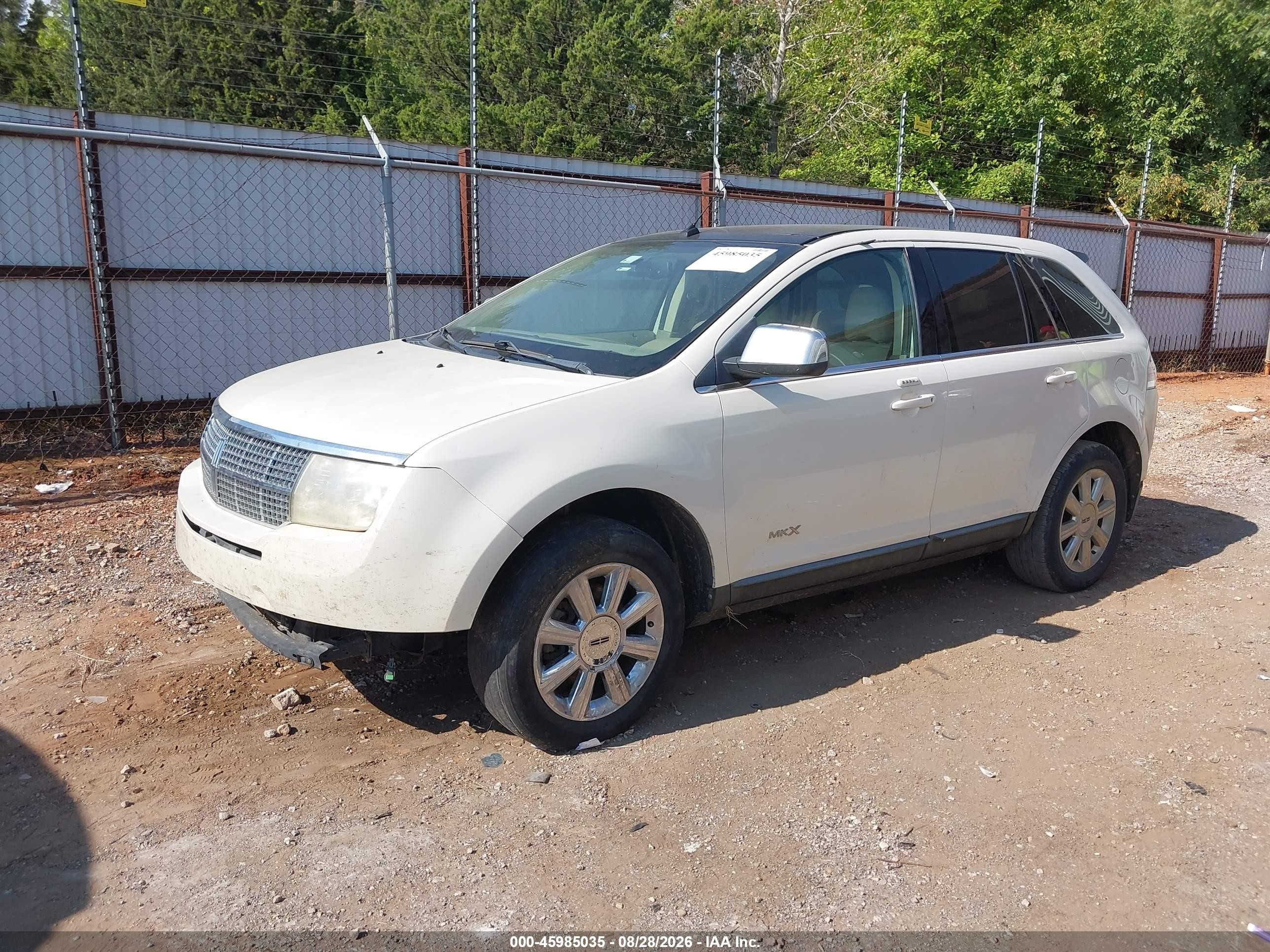 2007 Lincoln Mkx   White vin: 2LMDU68C37BJ34002