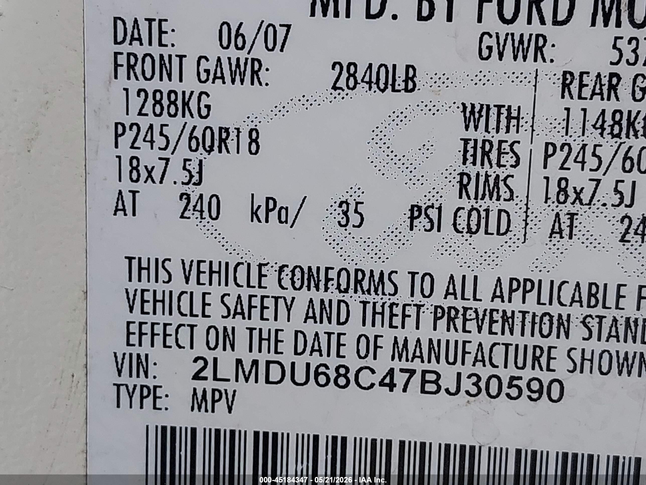 2007 Lincoln Mkx   Cream vin: 2LMDU68C47BJ30590