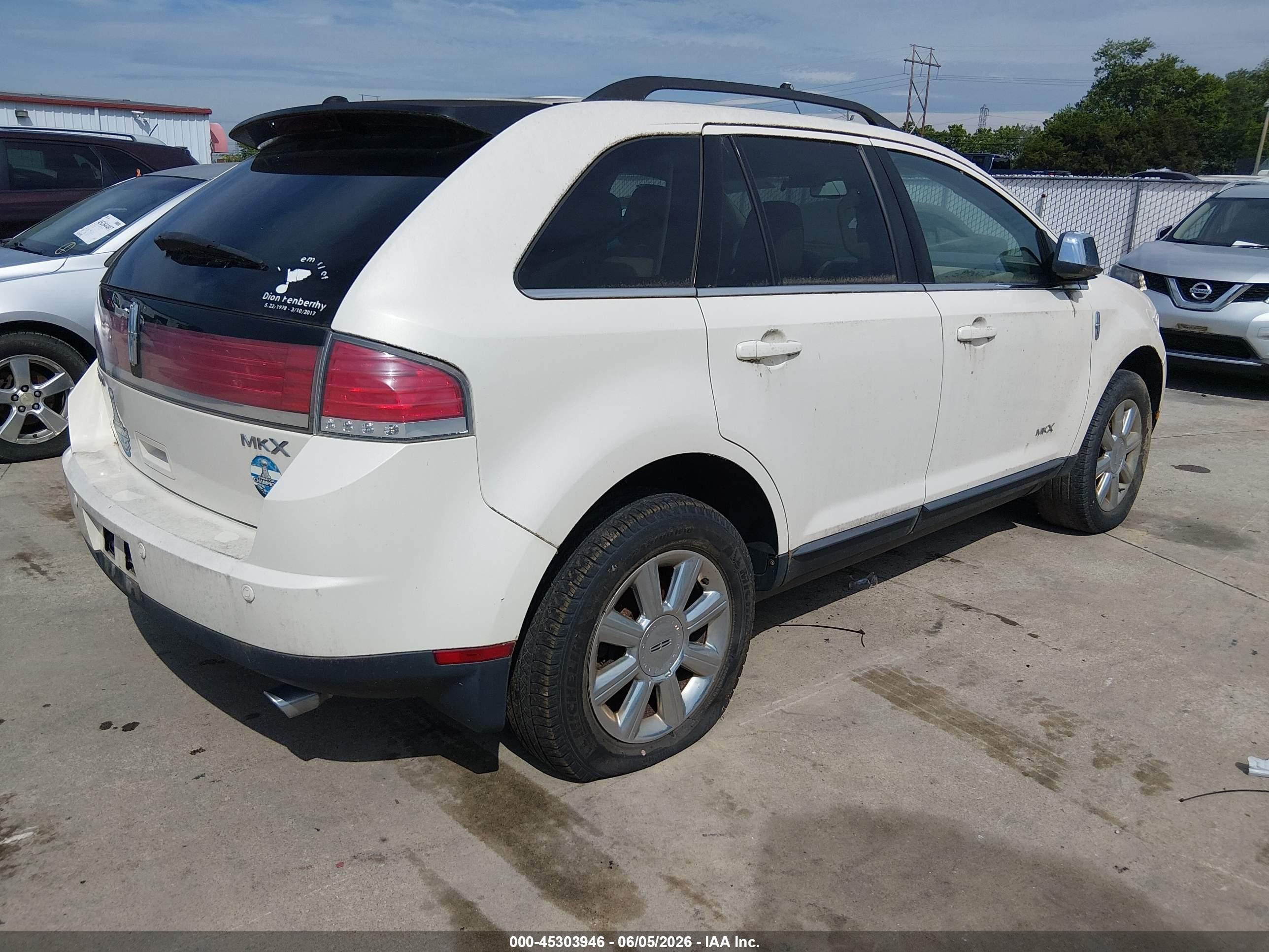 2008 Lincoln Mkx   White vin: 2LMDU68C58BJ08003