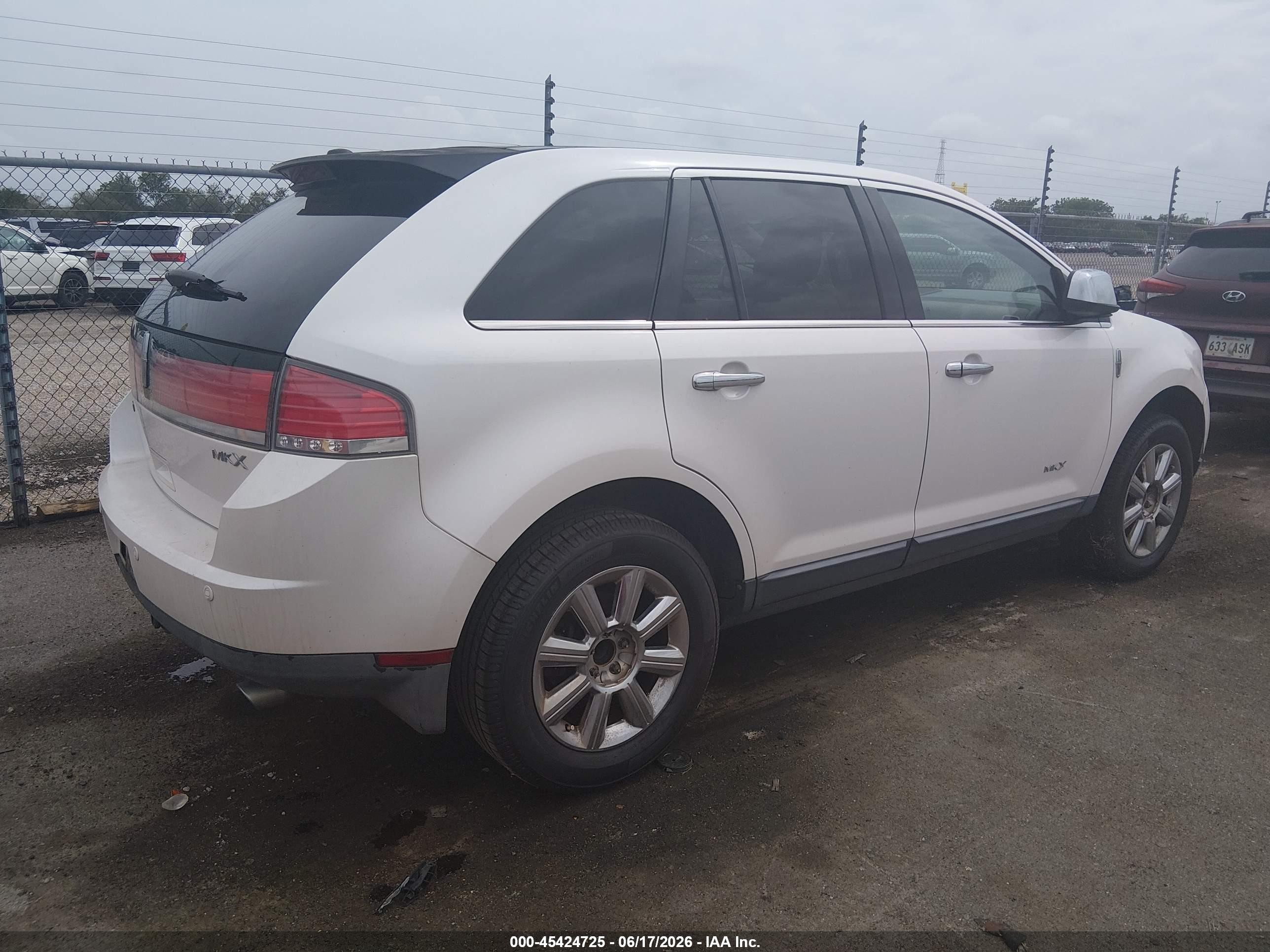2009 Lincoln Mkx   White vin: 2LMDU68C99BJ04702