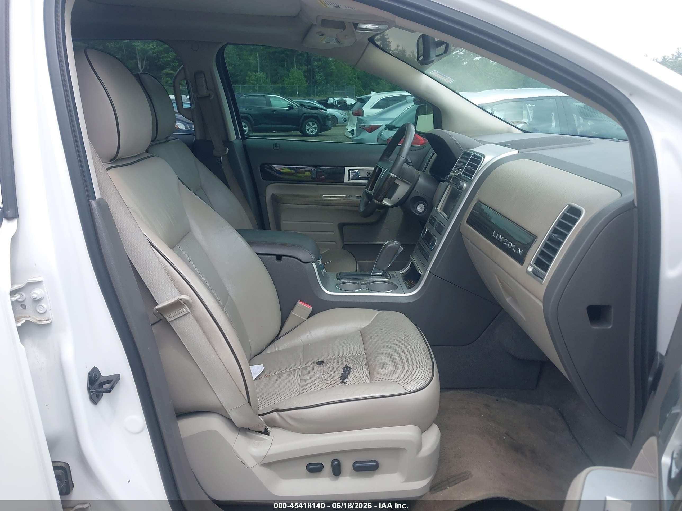 2009 Lincoln Mkx   White vin: 2LMDU88C39BJ09017