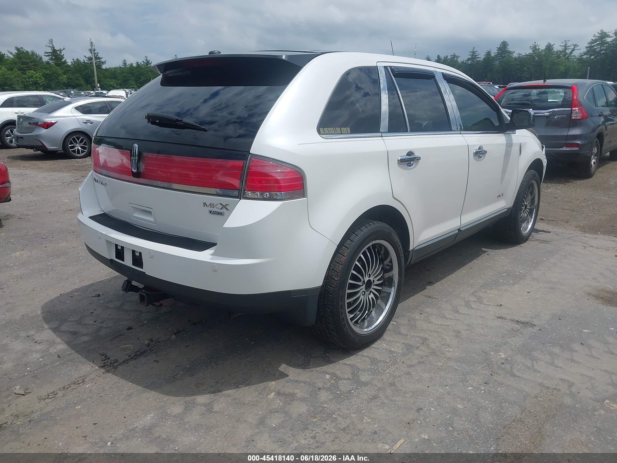 2009 Lincoln Mkx   White vin: 2LMDU88C39BJ09017