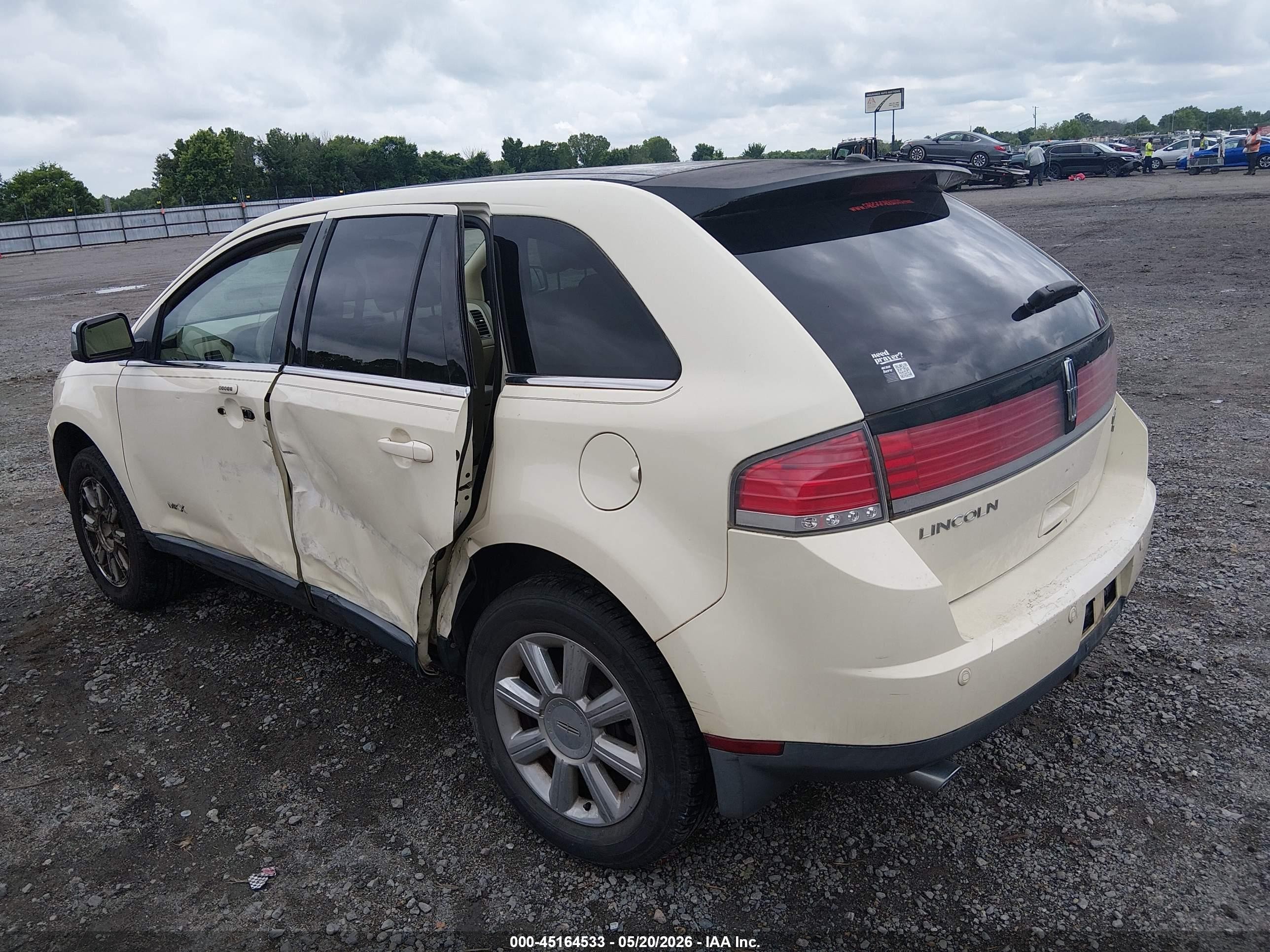 2007 Lincoln Mkx   White vin: 2LMDU88C47BJ23280