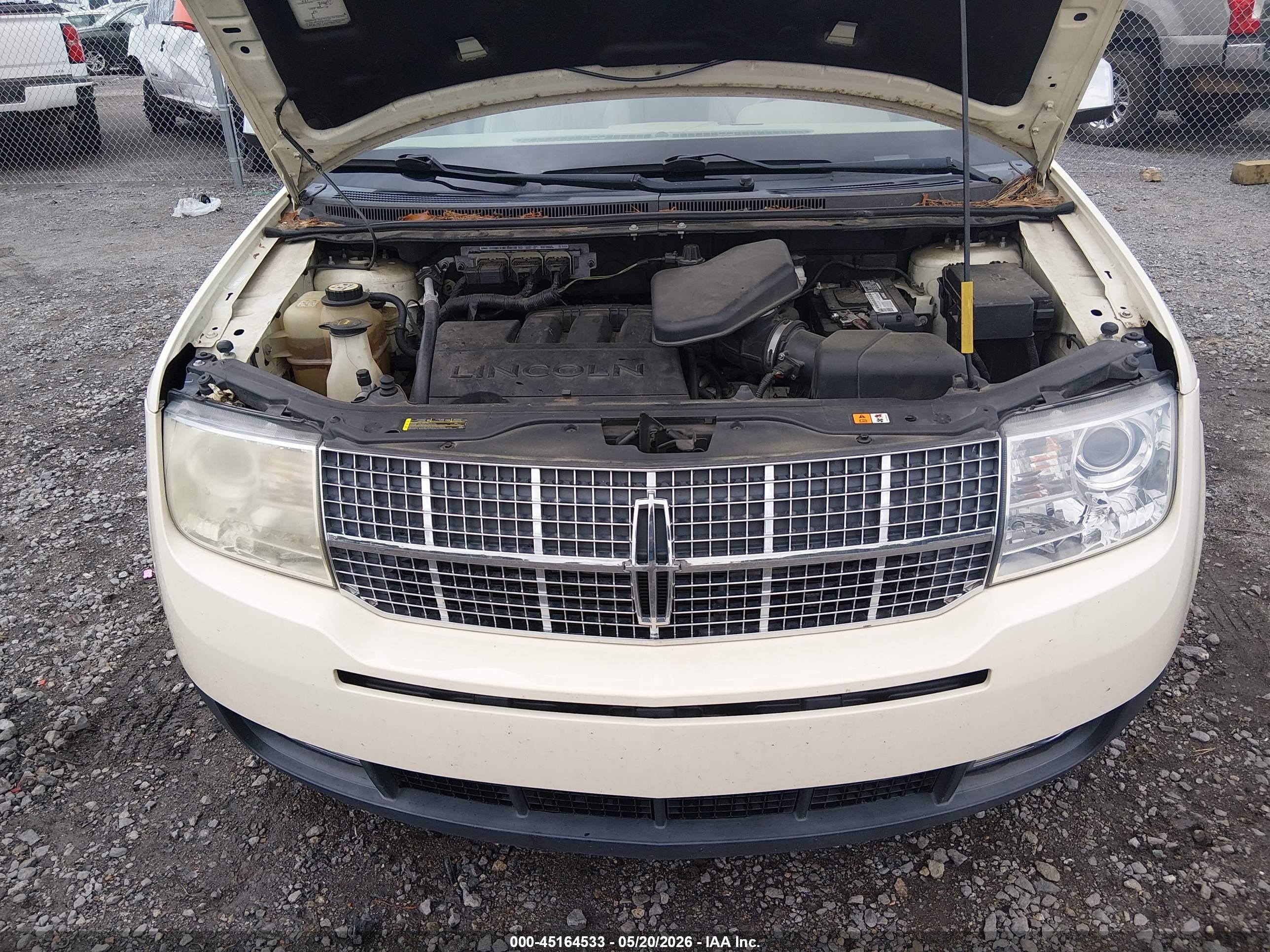2007 Lincoln Mkx   White vin: 2LMDU88C47BJ23280