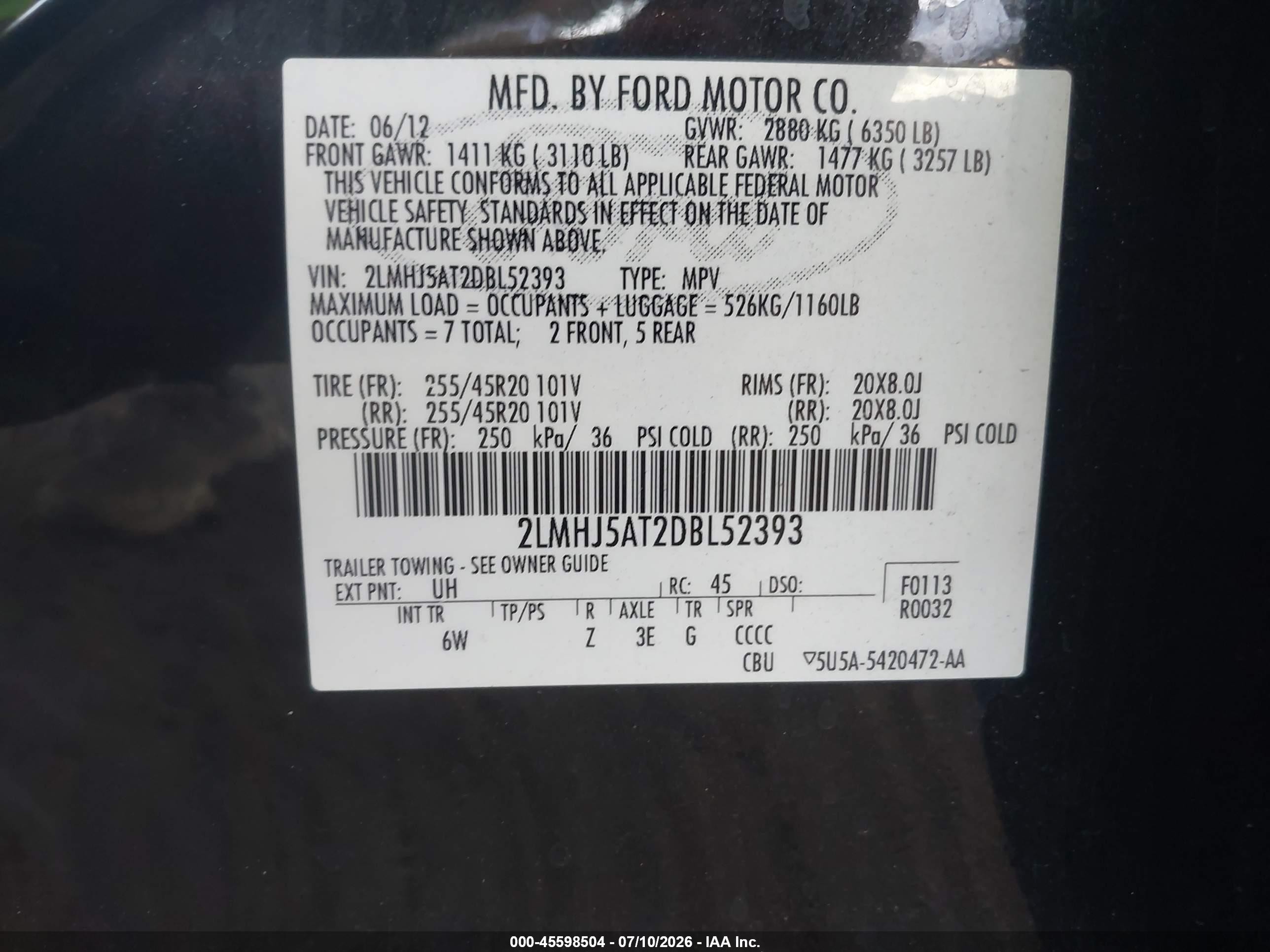 2013 Lincoln Mkt Ecoboost Черный vin: 2LMHJ5AT2DBL52393