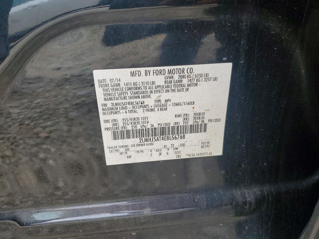 2014 Lincoln Mkt Black vin: 2LMHJ5AT4EBL56768