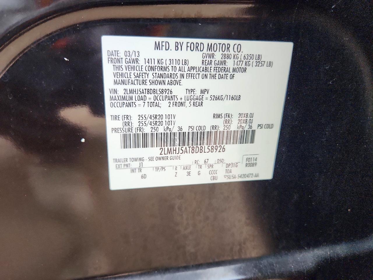 2013 Lincoln Mkt Brown vin: 2LMHJ5AT8DBL58926