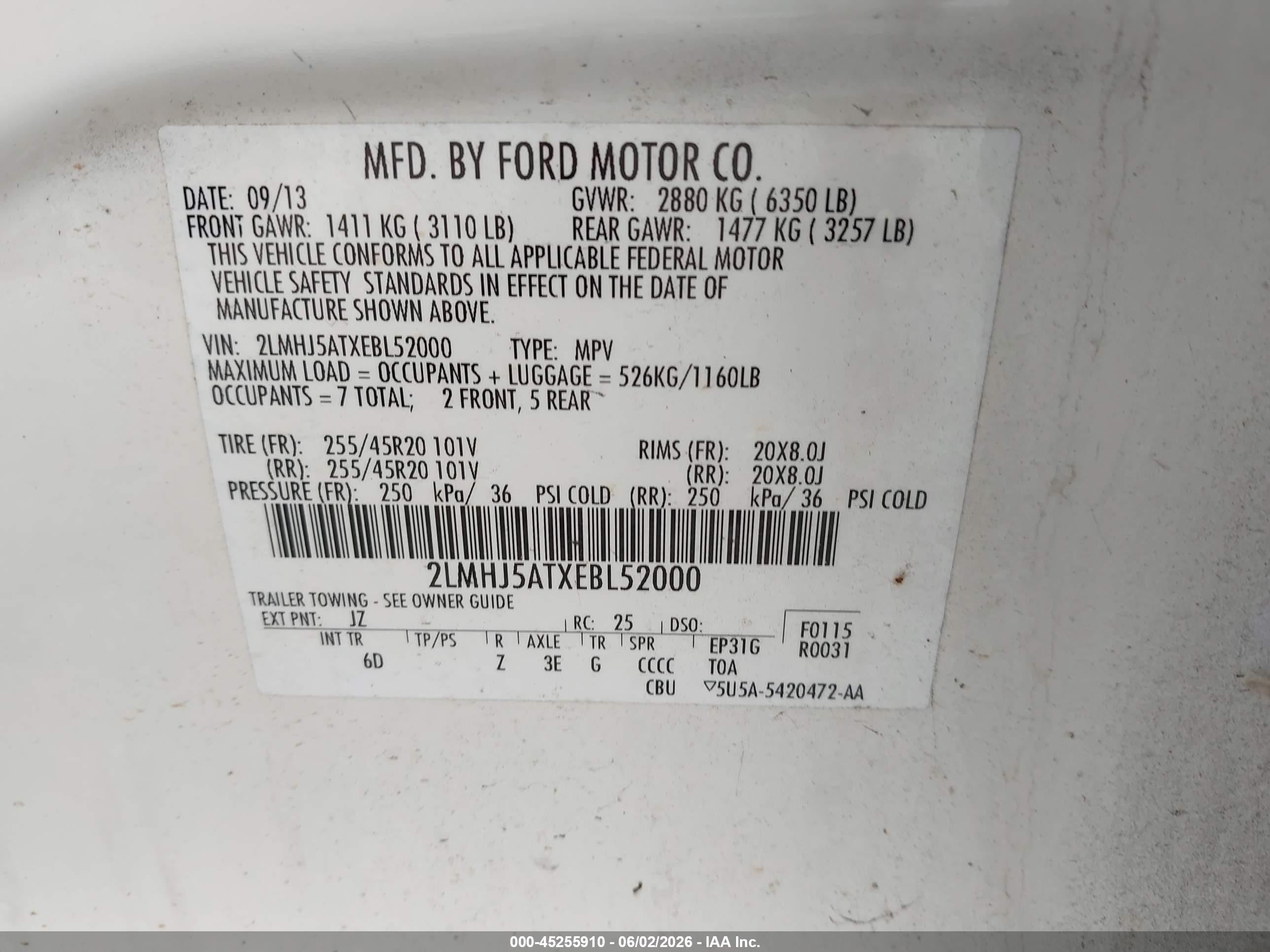 2014 Lincoln Mkt Ecoboost Cream vin: 2LMHJ5ATXEBL52000