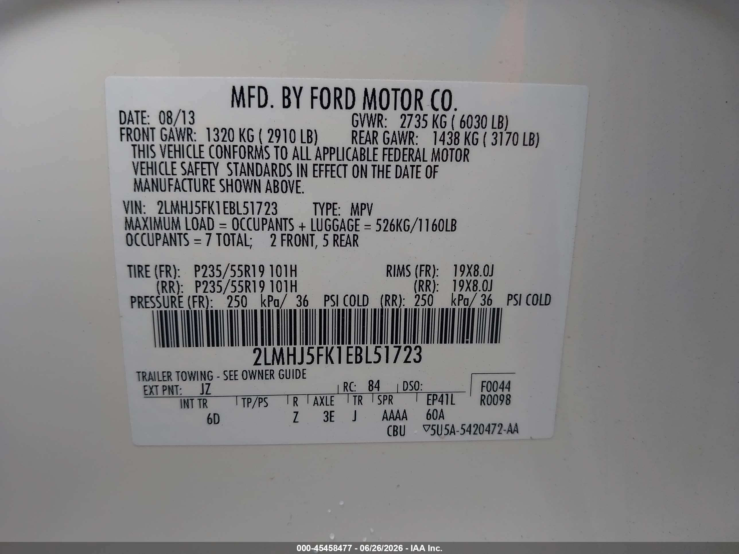 2014 Lincoln Mkt   White vin: 2LMHJ5FK1EBL51723