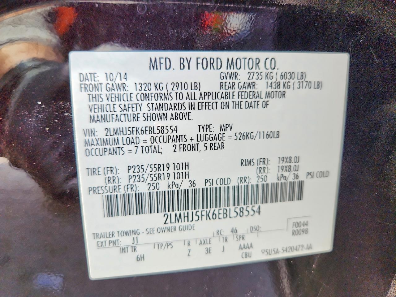 2014 Lincoln Mkt Black vin: 2LMHJ5FK6EBL58554