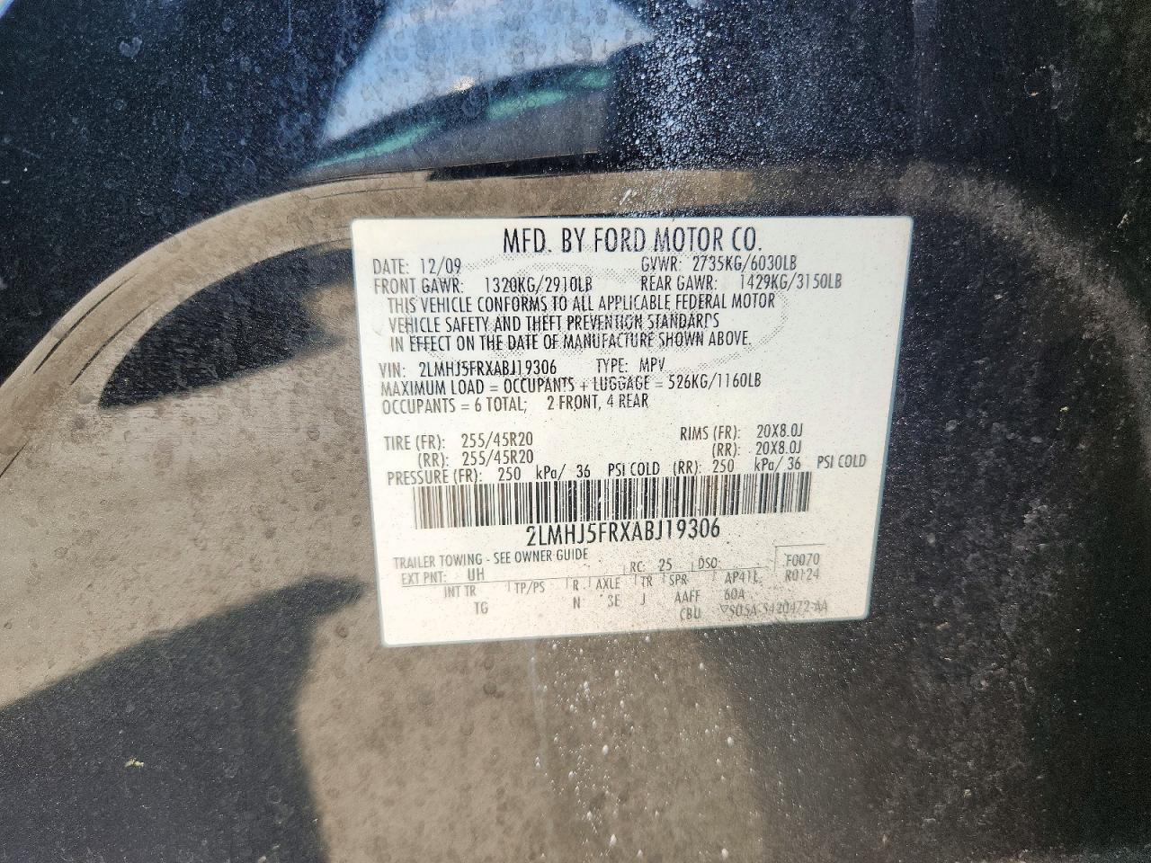 2010 Lincoln Mkt Charcoal vin: 2LMHJ5FRXABJ19306