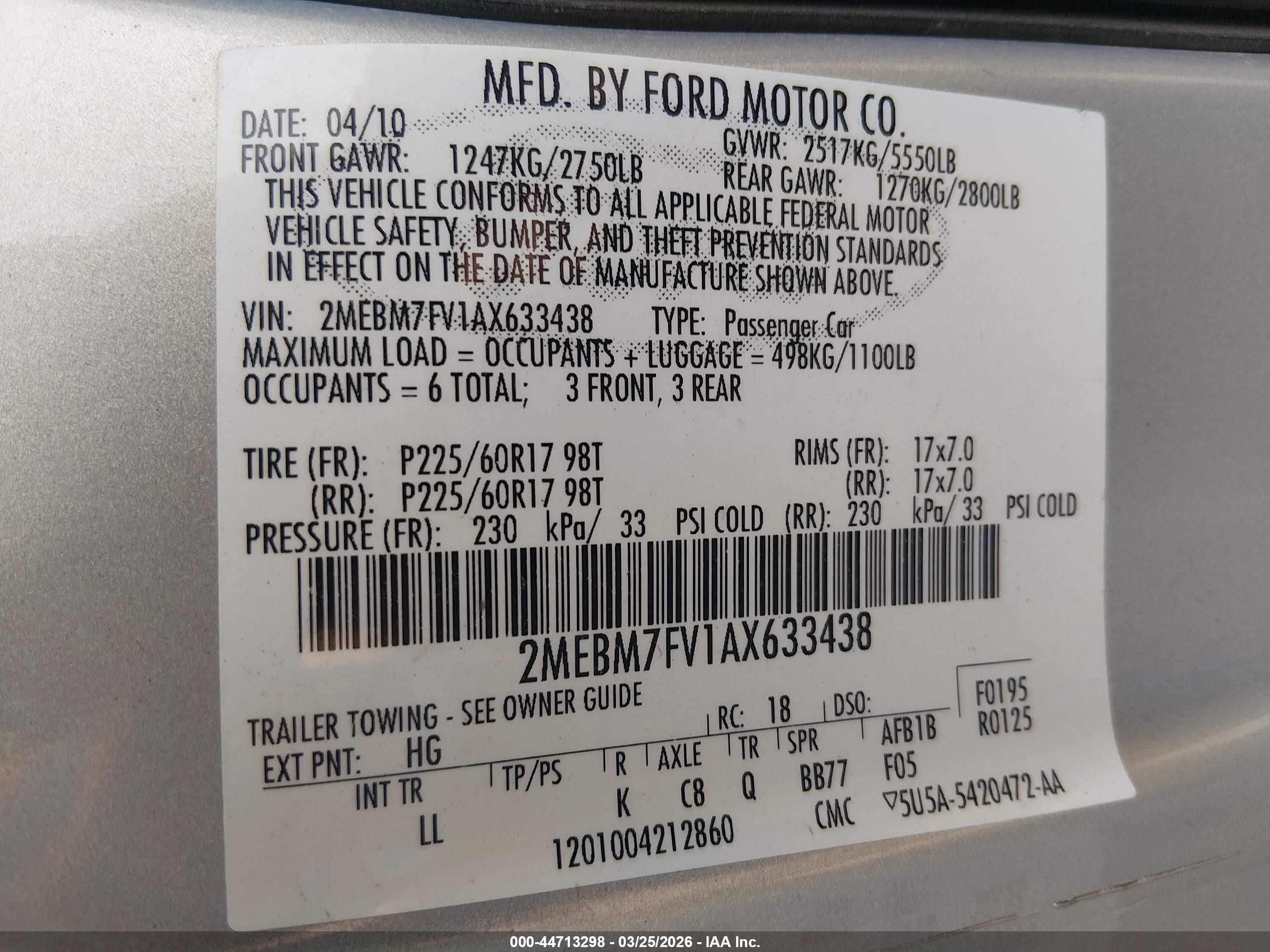 2010 Mercury Grand Marquis Ls (fleet Only) Серебряный vin: 2MEBM7FV1AX633438