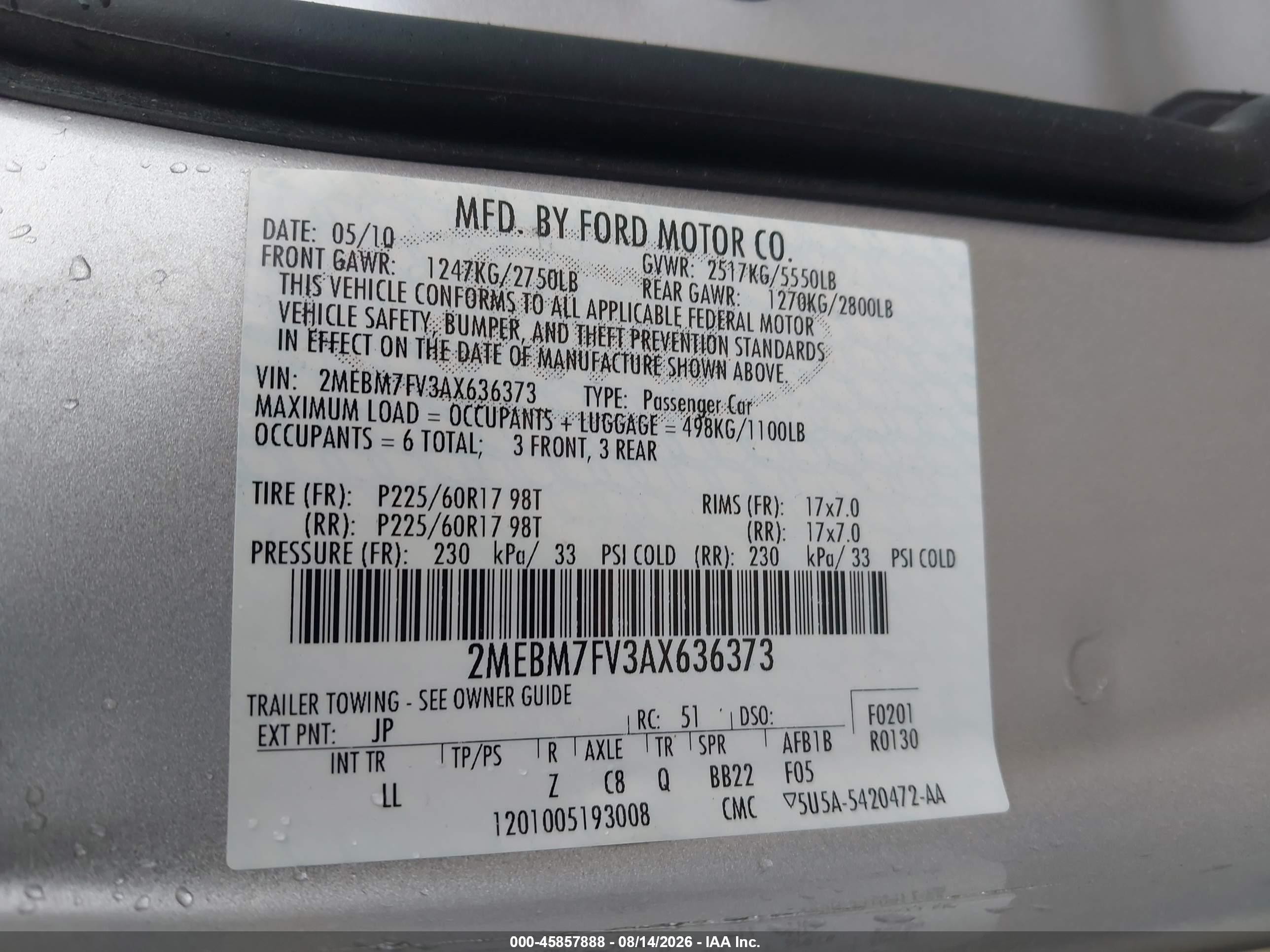 2010 Mercury Grand Marquis Ls (fleet Only) Silver vin: 2MEBM7FV3AX636373