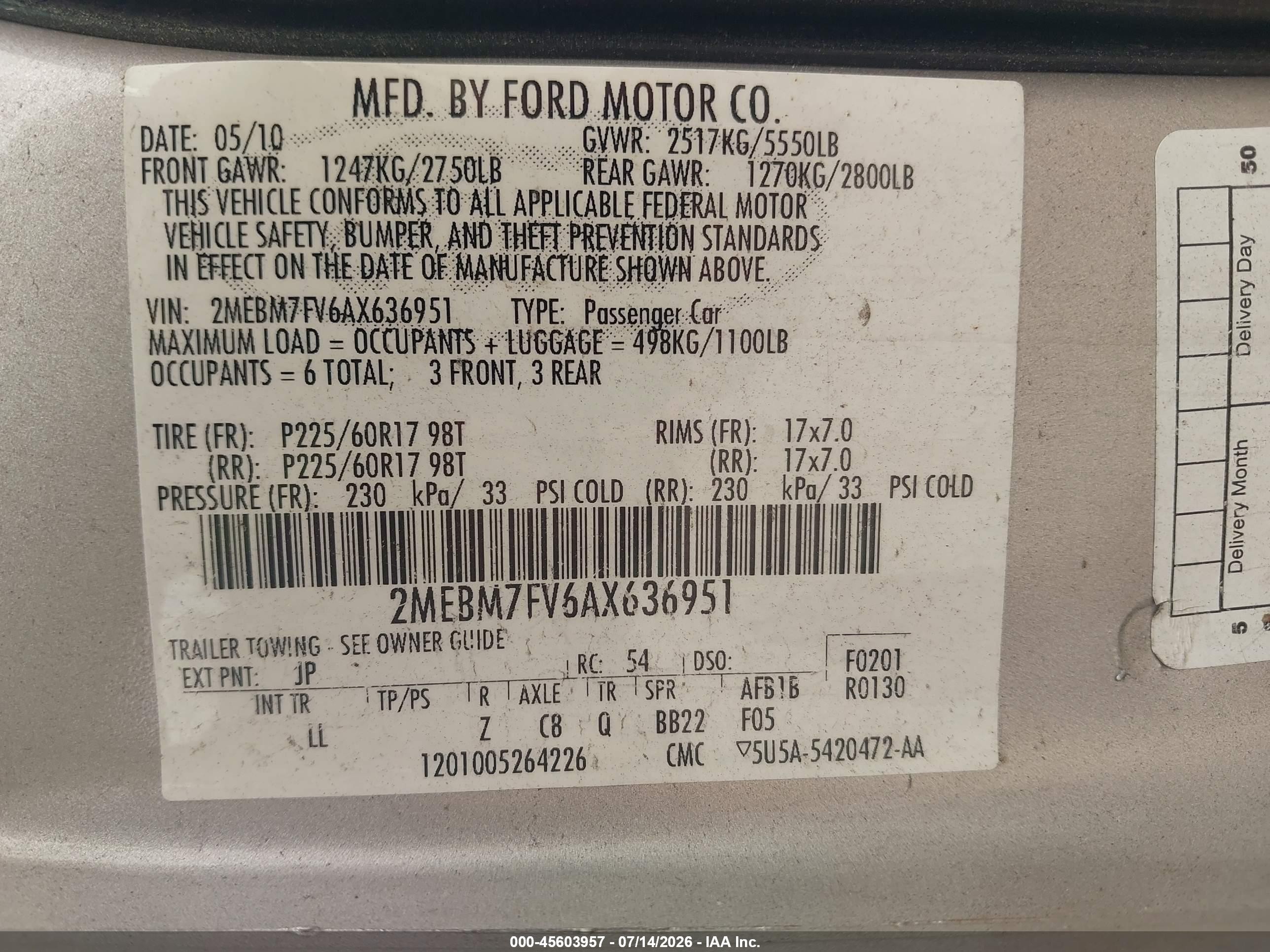 2010 Mercury Grand Marquis Ls (fleet Only) Silver vin: 2MEBM7FV6AX636951