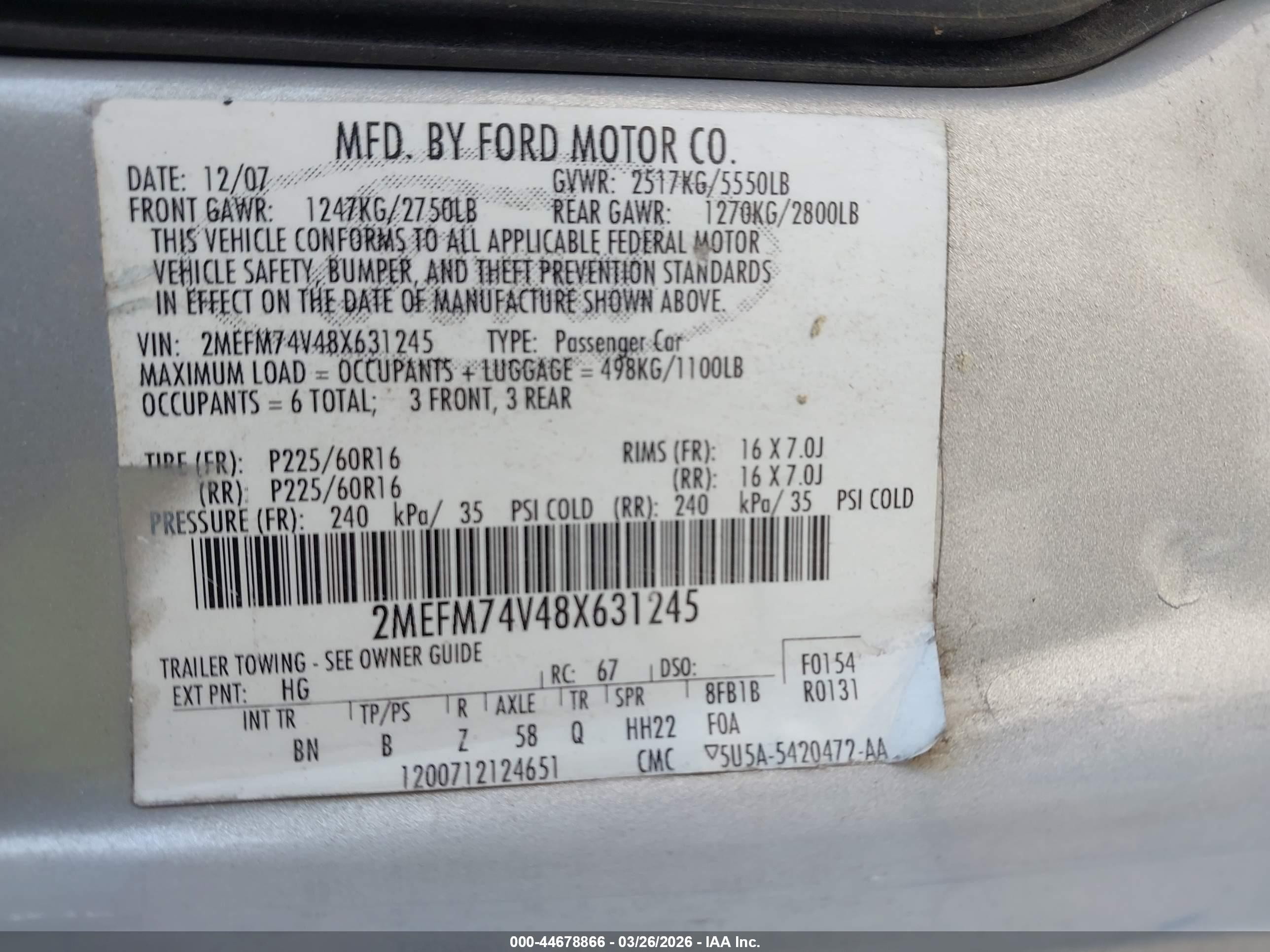 2008 Mercury Grand Marquis Gs Бежевый vin: 2MEFM74V48X631245