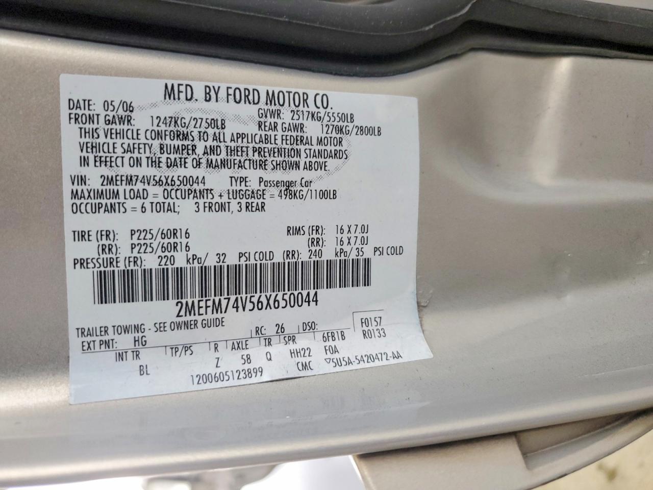 2006 Mercury Grand Marquis Gs Silver vin: 2MEFM74V56X650044