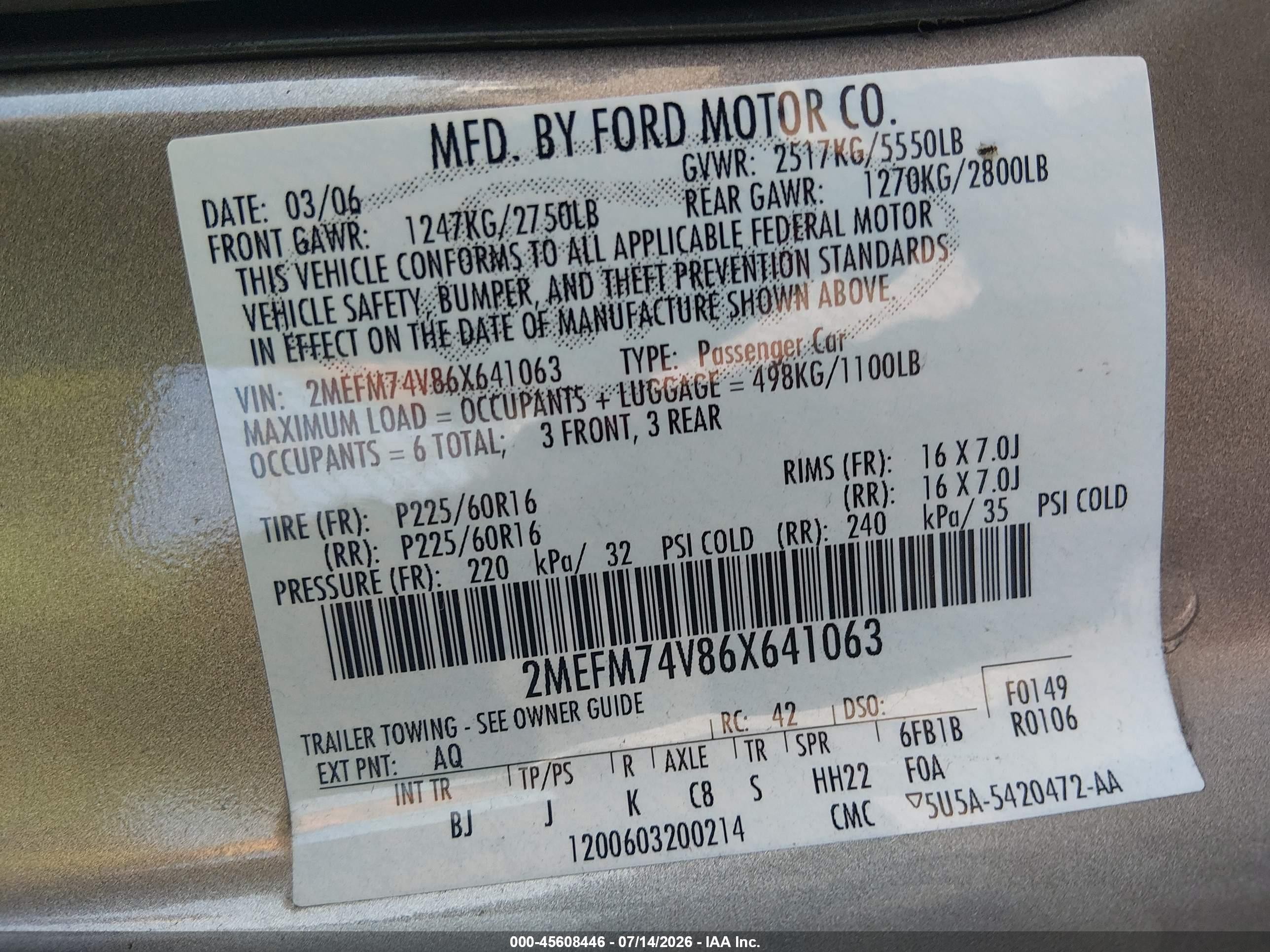2006 Mercury Grand Marquis Gs Золотой vin: 2MEFM74V86X641063