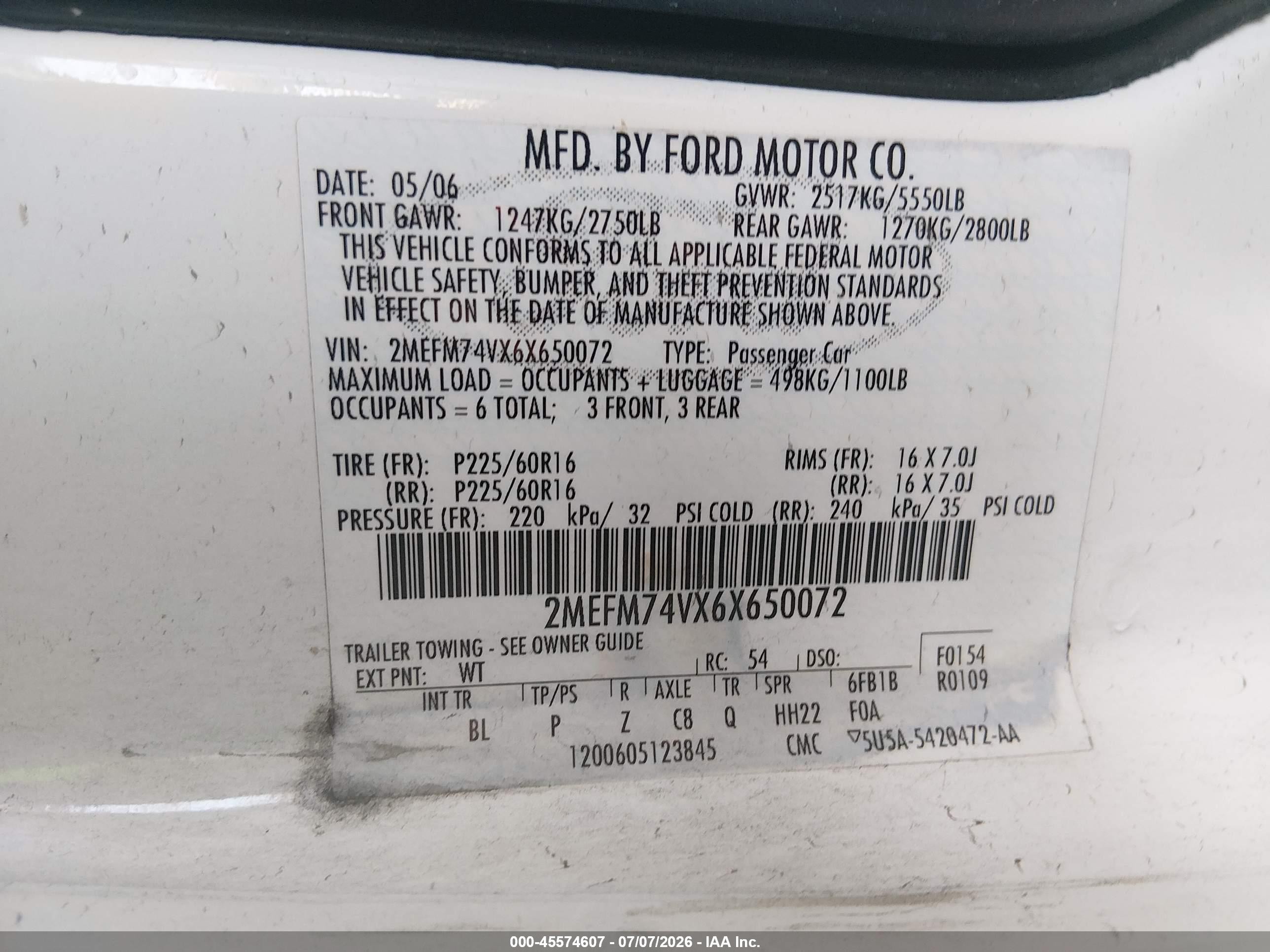 2006 Mercury Grand Marquis Gs Белый vin: 2MEFM74VX6X650072