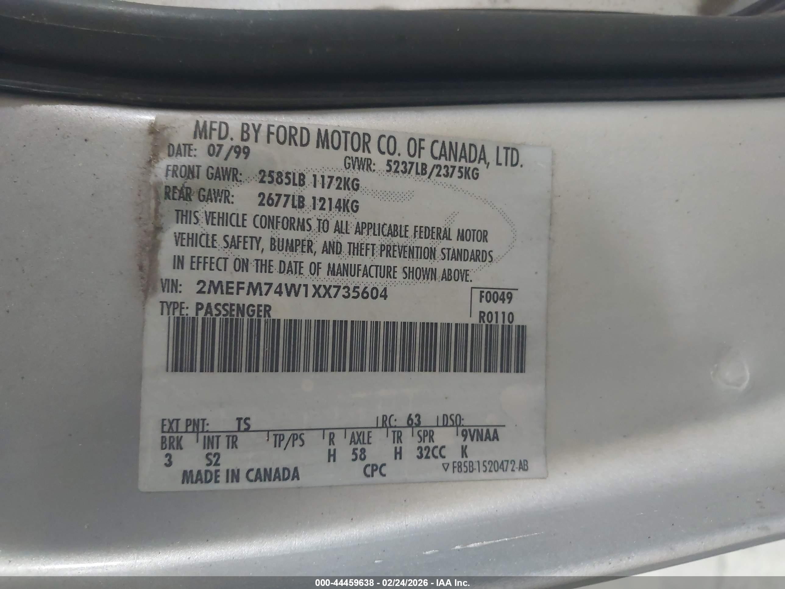 1999 Mercury Grand Marquis Gs Silver vin: 2MEFM74W1XX735604