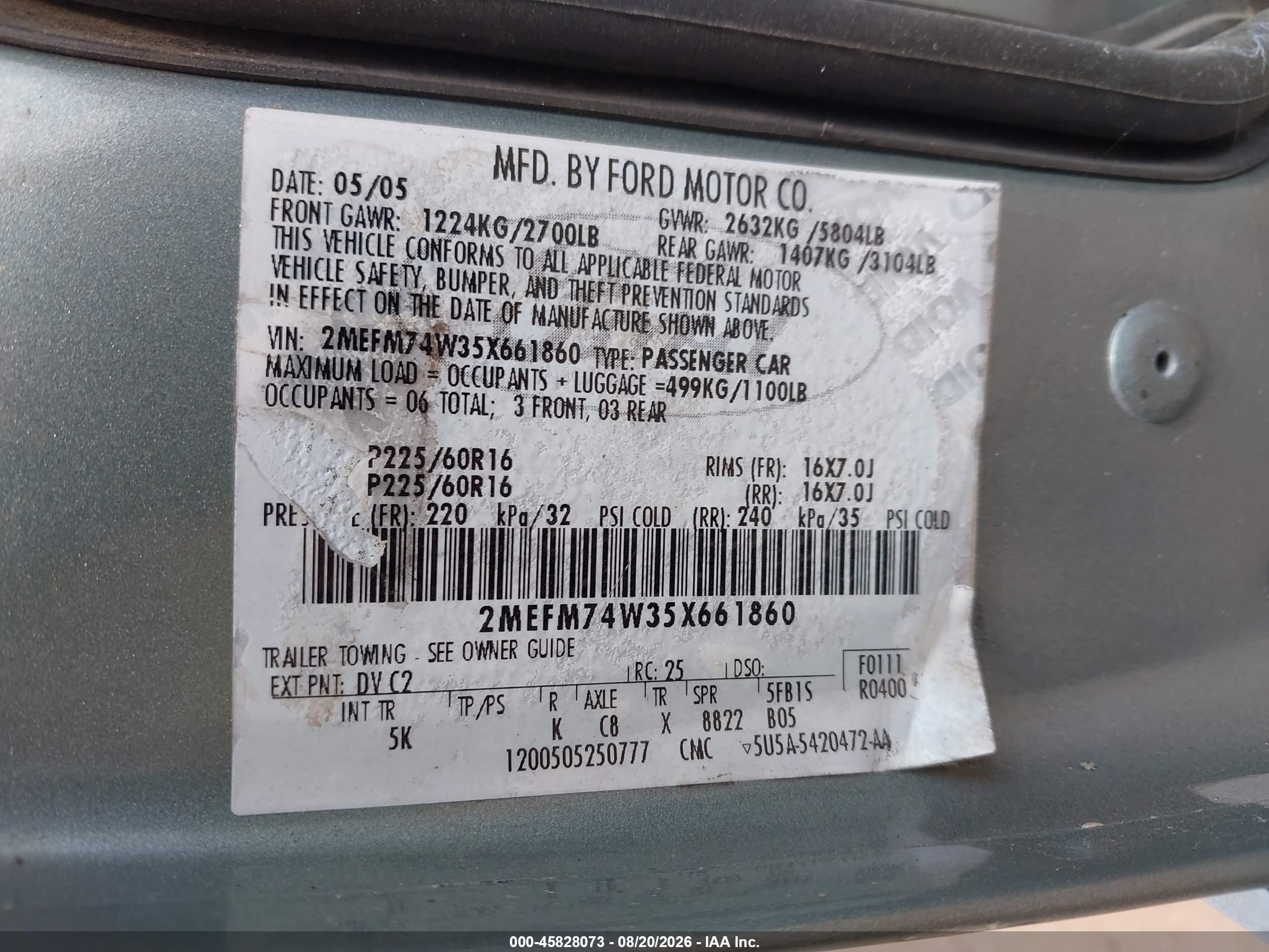 2005 Mercury Grand Marquis Gs Зеленый vin: 2MEFM74W35X661860