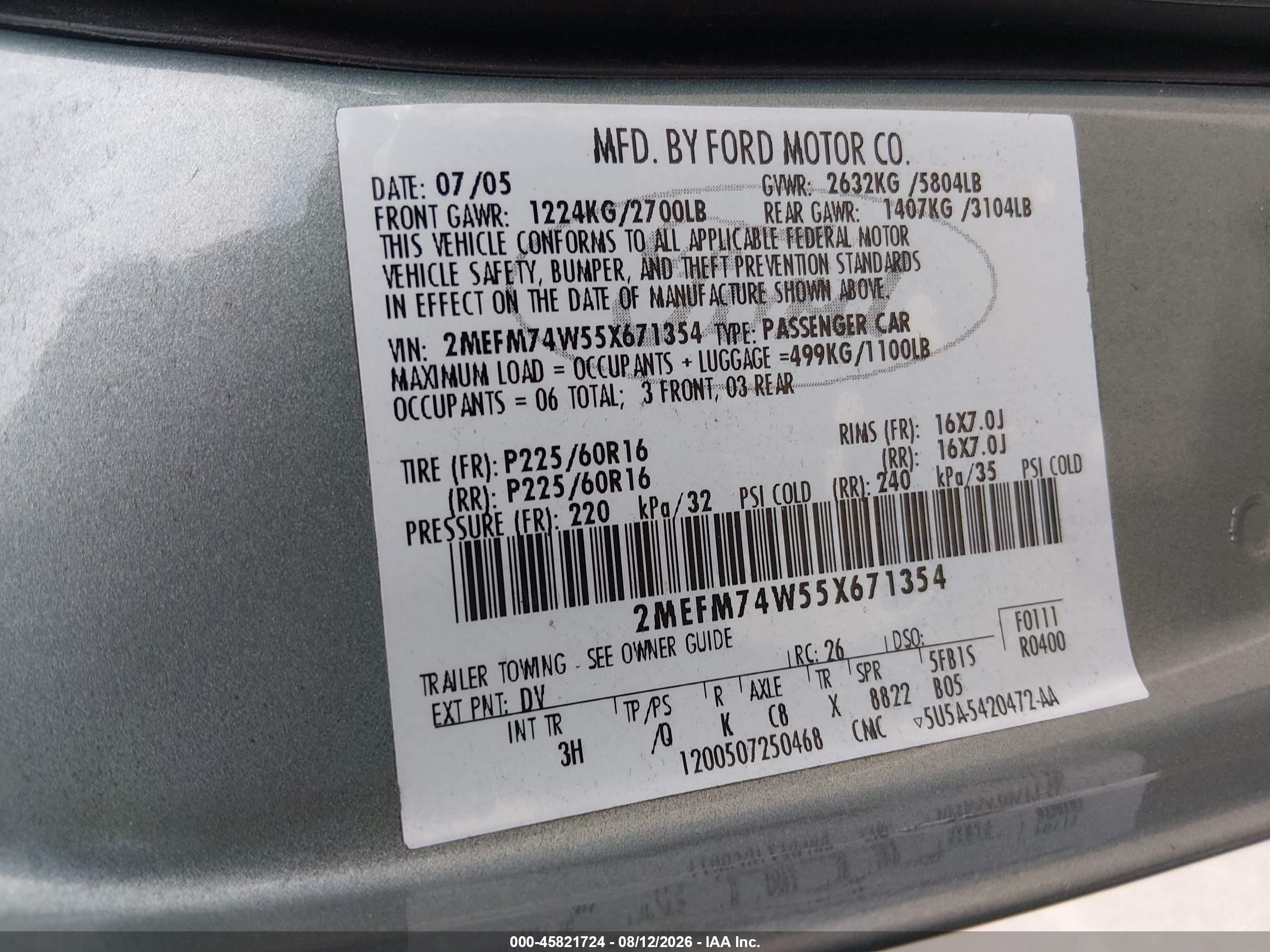 2005 Mercury Grand Marquis Gs Green vin: 2MEFM74W55X671354