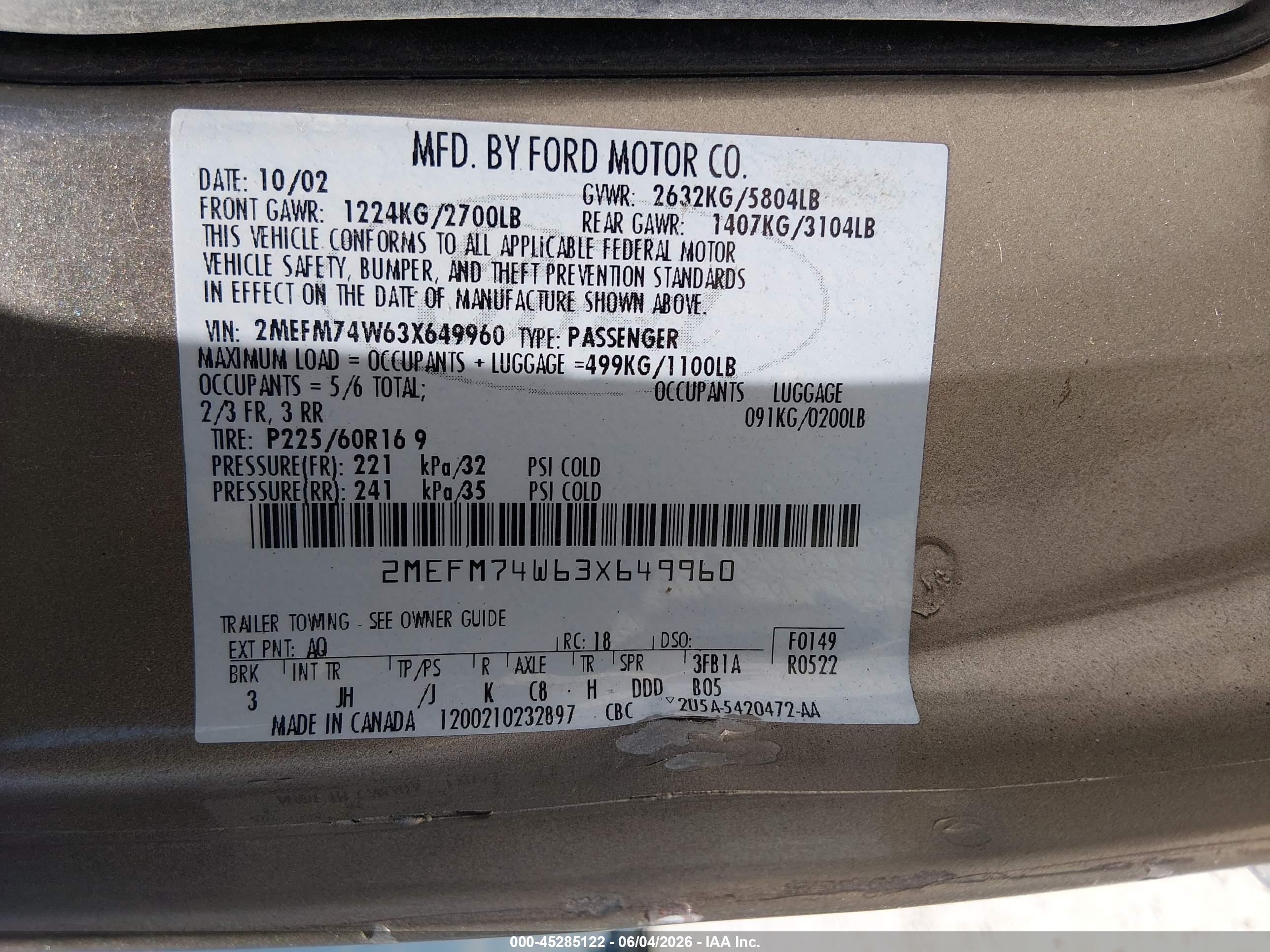 2003 Mercury Grand Marquis Gs Tan vin: 2MEFM74W63X649960