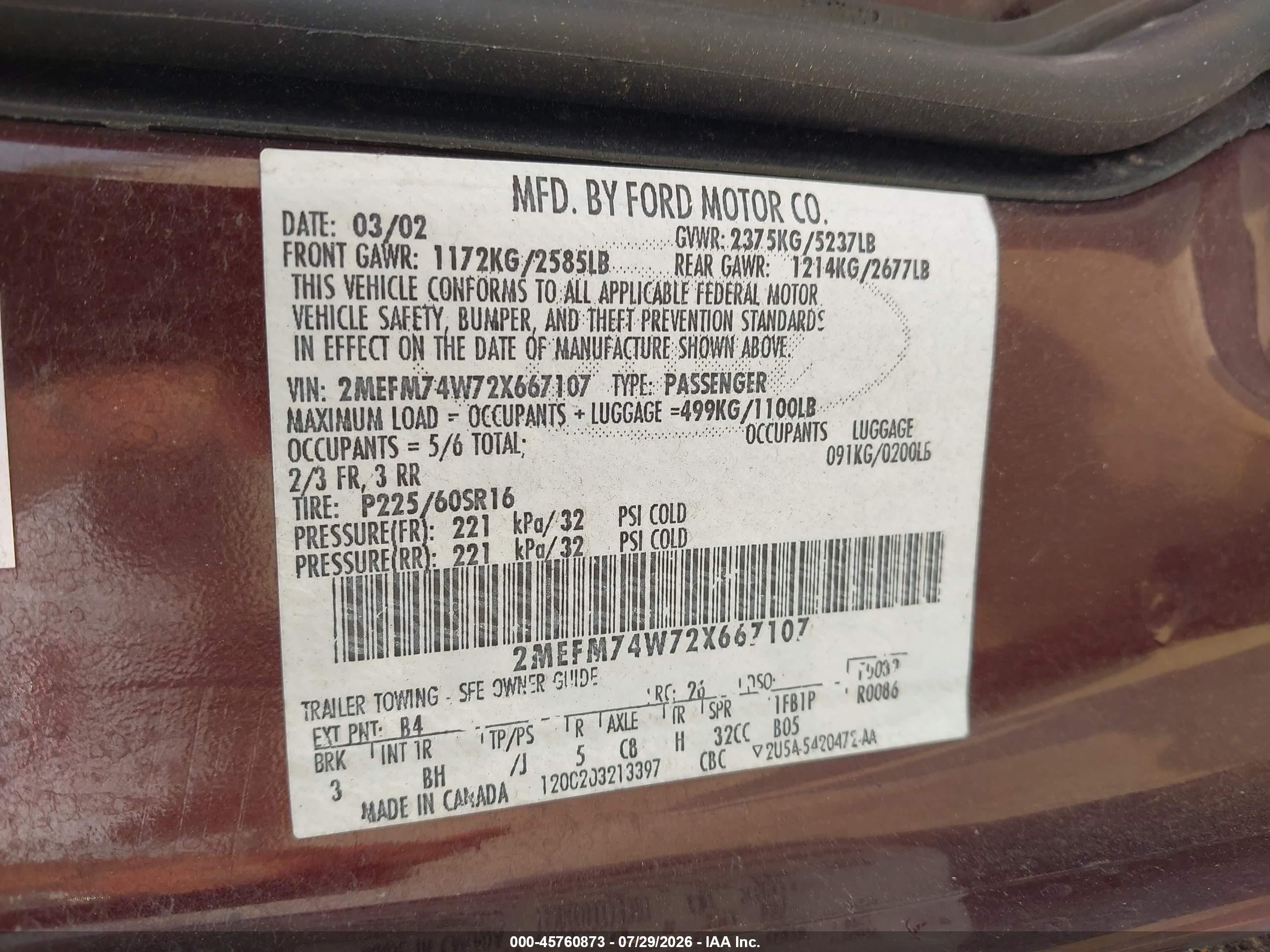 2002 Mercury Grand Marquis Gs Темно-бордовый vin: 2MEFM74W72X667107