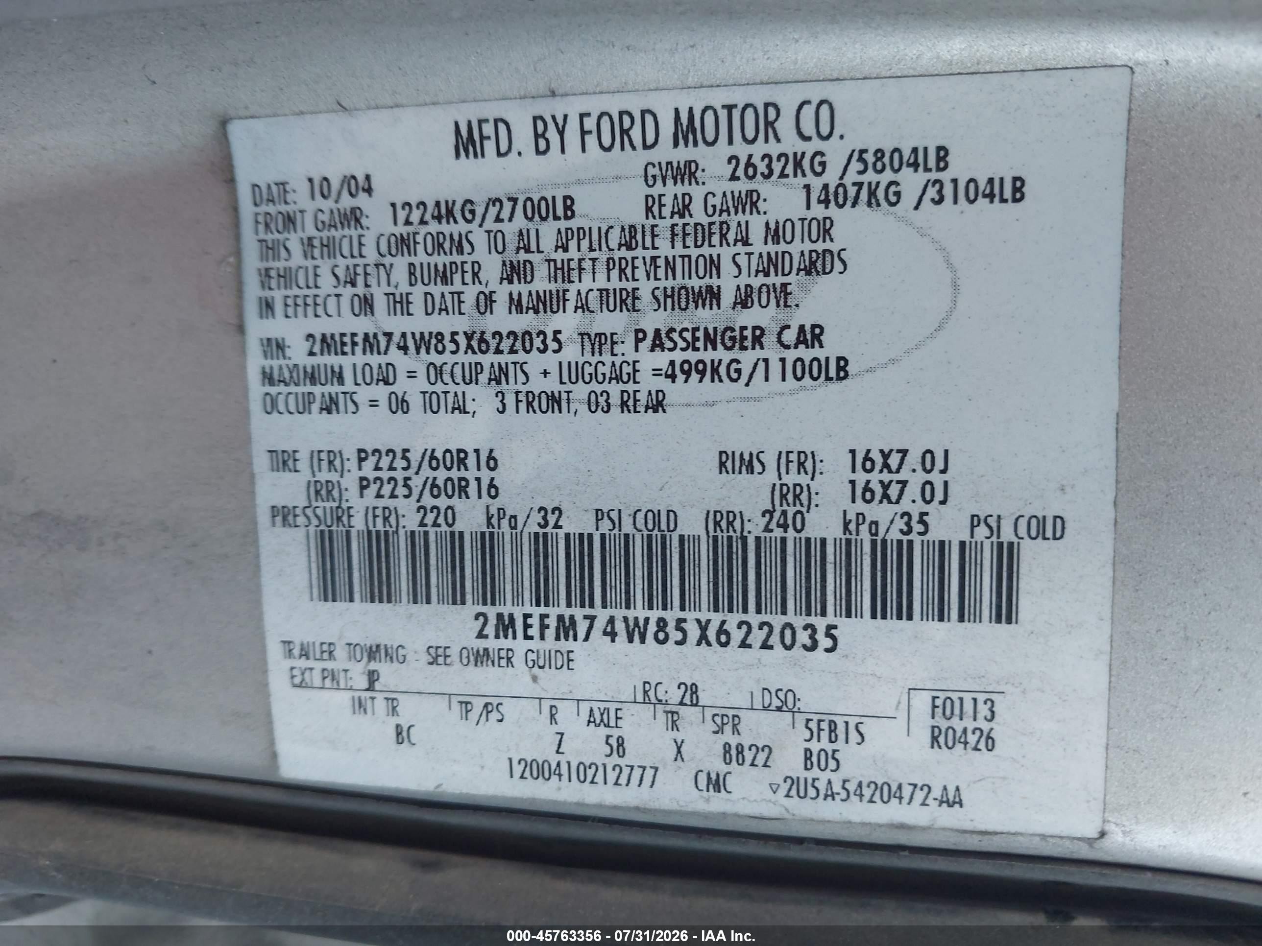 2005 Mercury Grand Marquis Gs Серебряный vin: 2MEFM74W85X622035