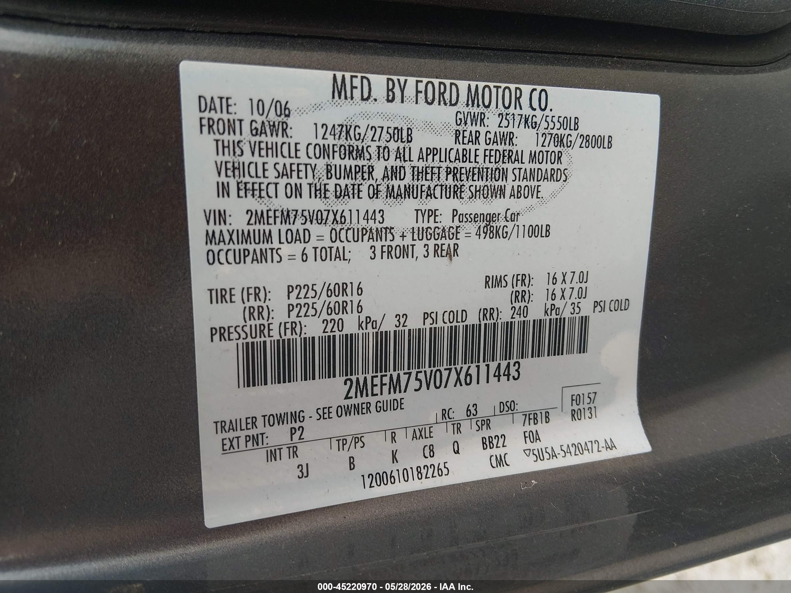 2007 Mercury Grand Marquis Ls Gray vin: 2MEFM75V07X611443