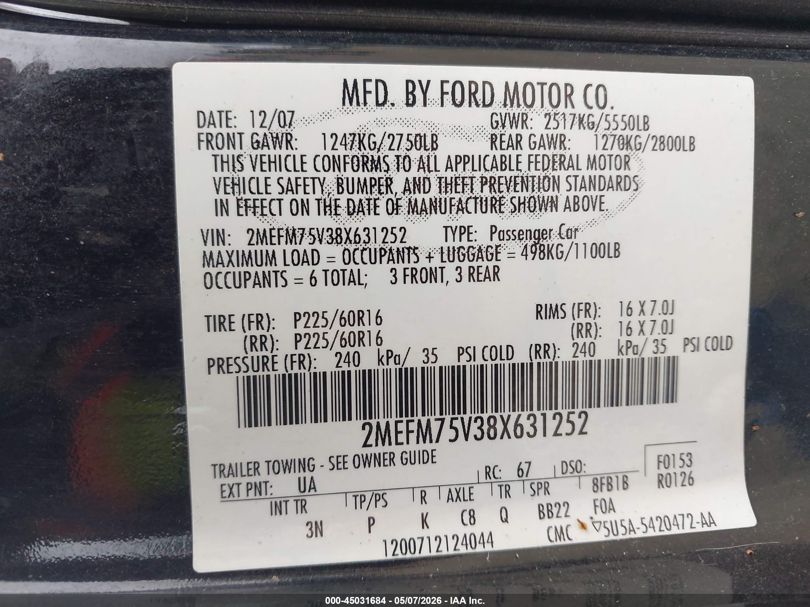 2008 Mercury Grand Marquis Ls Black vin: 2MEFM75V38X631252