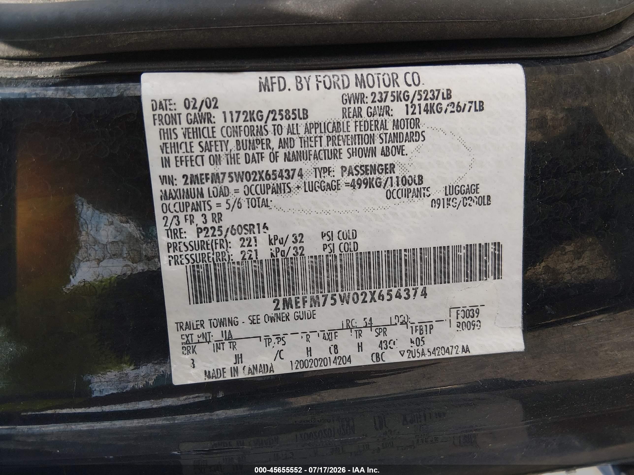 2002 Mercury Grand Marquis Ls Black vin: 2MEFM75W02X654374