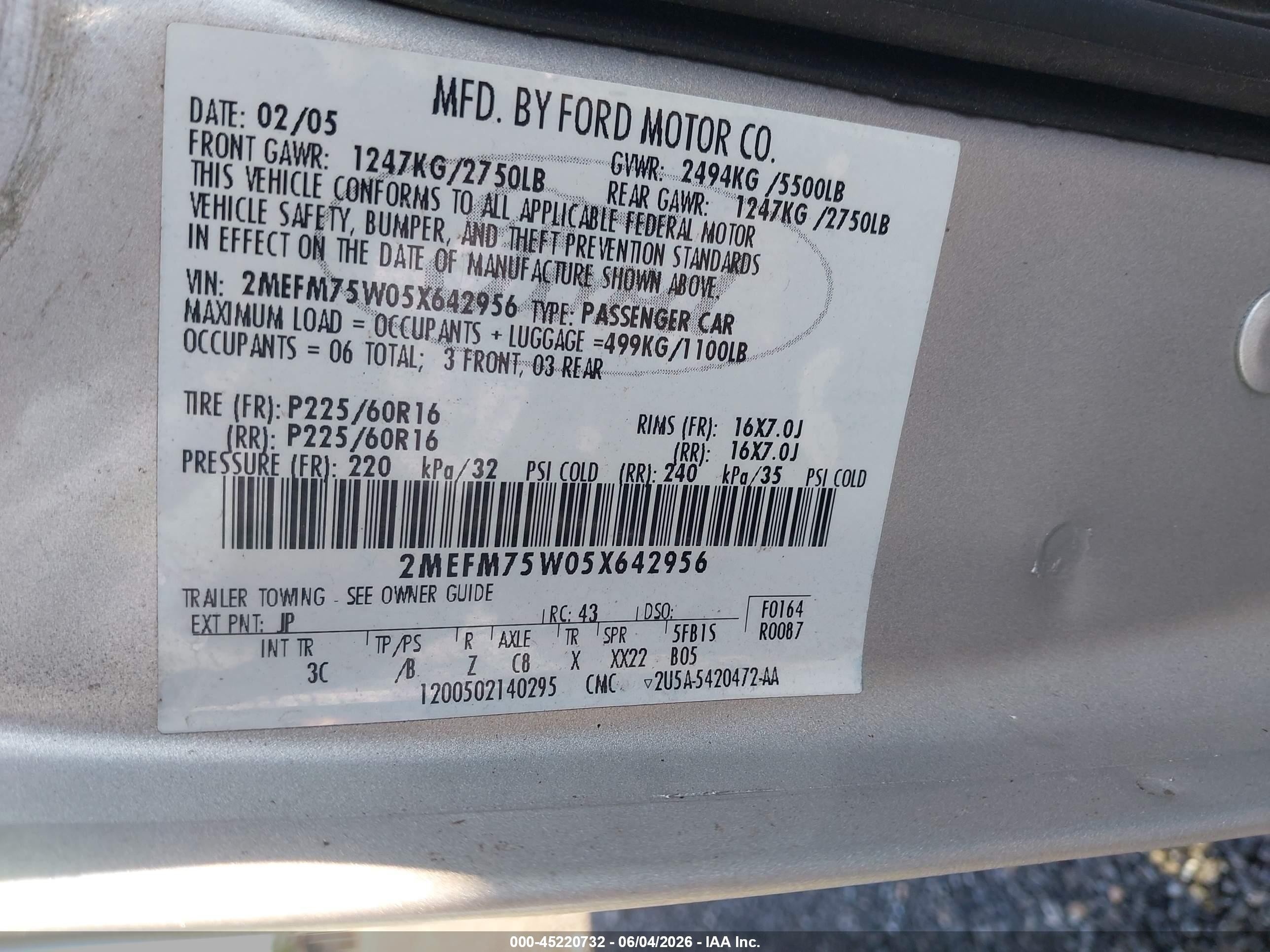 2005 Mercury Grand Marquis Ls/lse Gray vin: 2MEFM75W05X642956