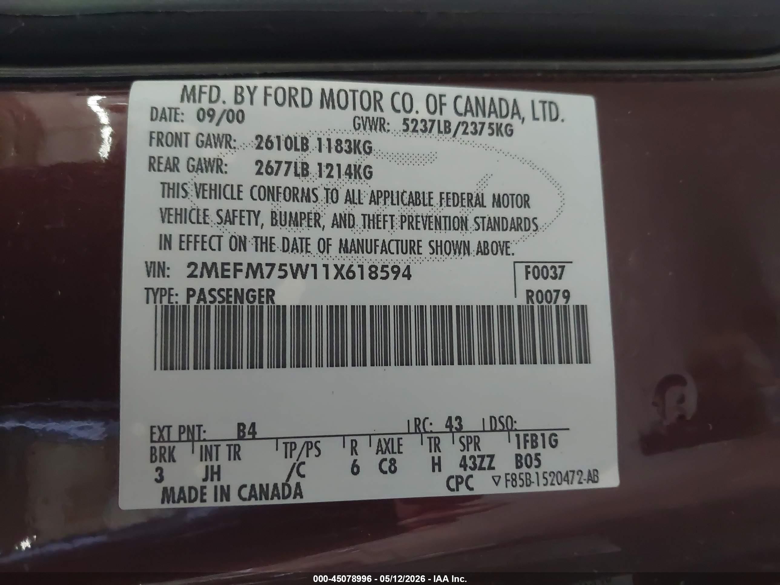 2001 Mercury Grand Marquis Ls Maroon vin: 2MEFM75W11X618594